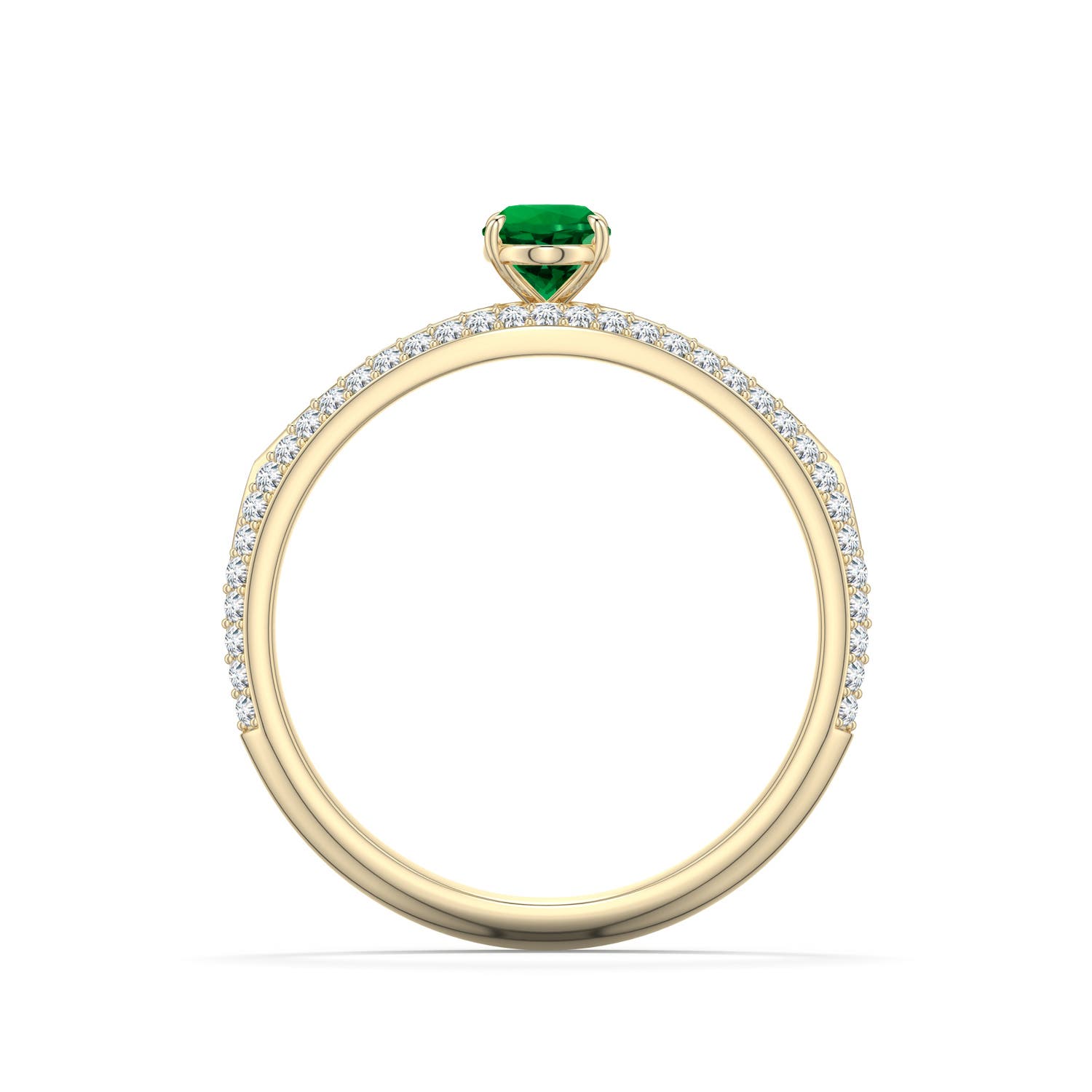 6x4mm Labgrown Oval Lab-Grown Emerald Engagement Ring with Pav� Accents in 18K Yellow Gold - side 1