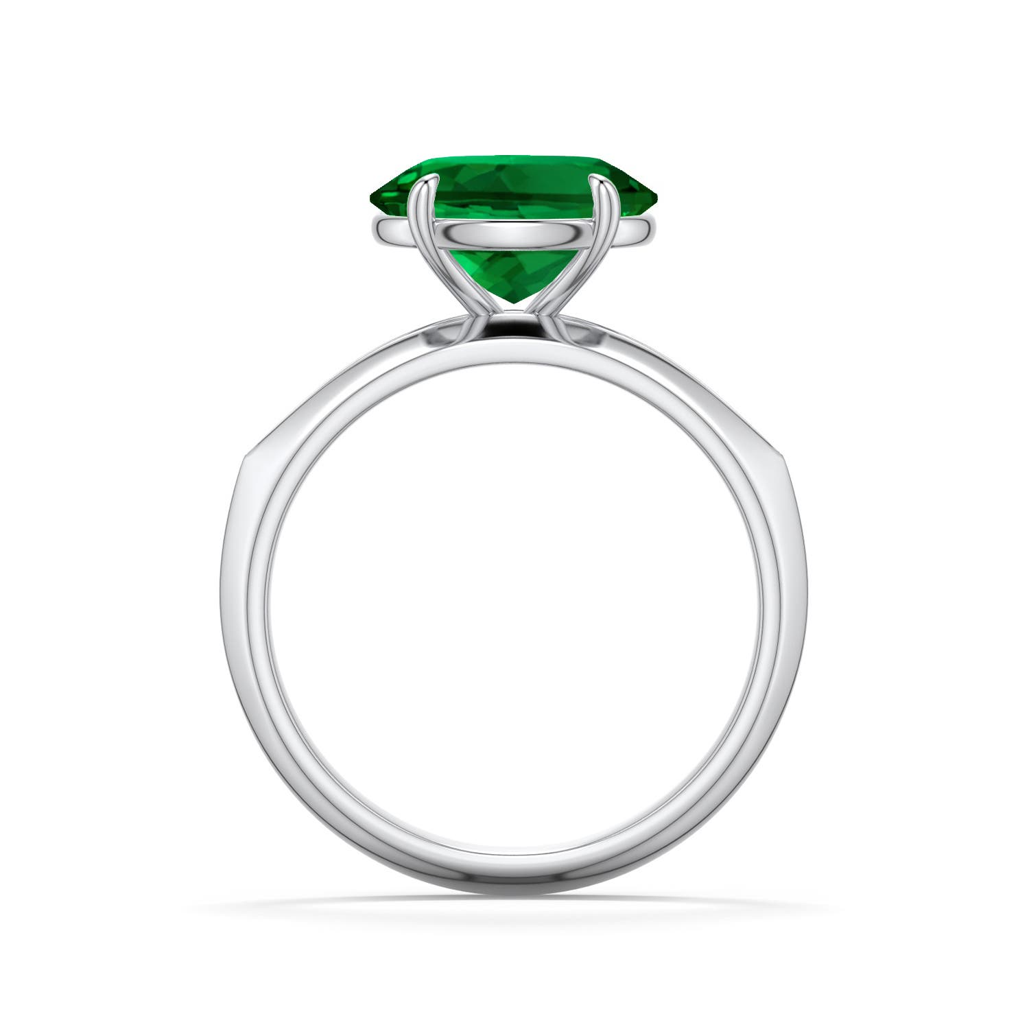 10x8mm Labgrown East-West Oval Lab-Grown Emerald Engagement Ring in White Gold - side 1