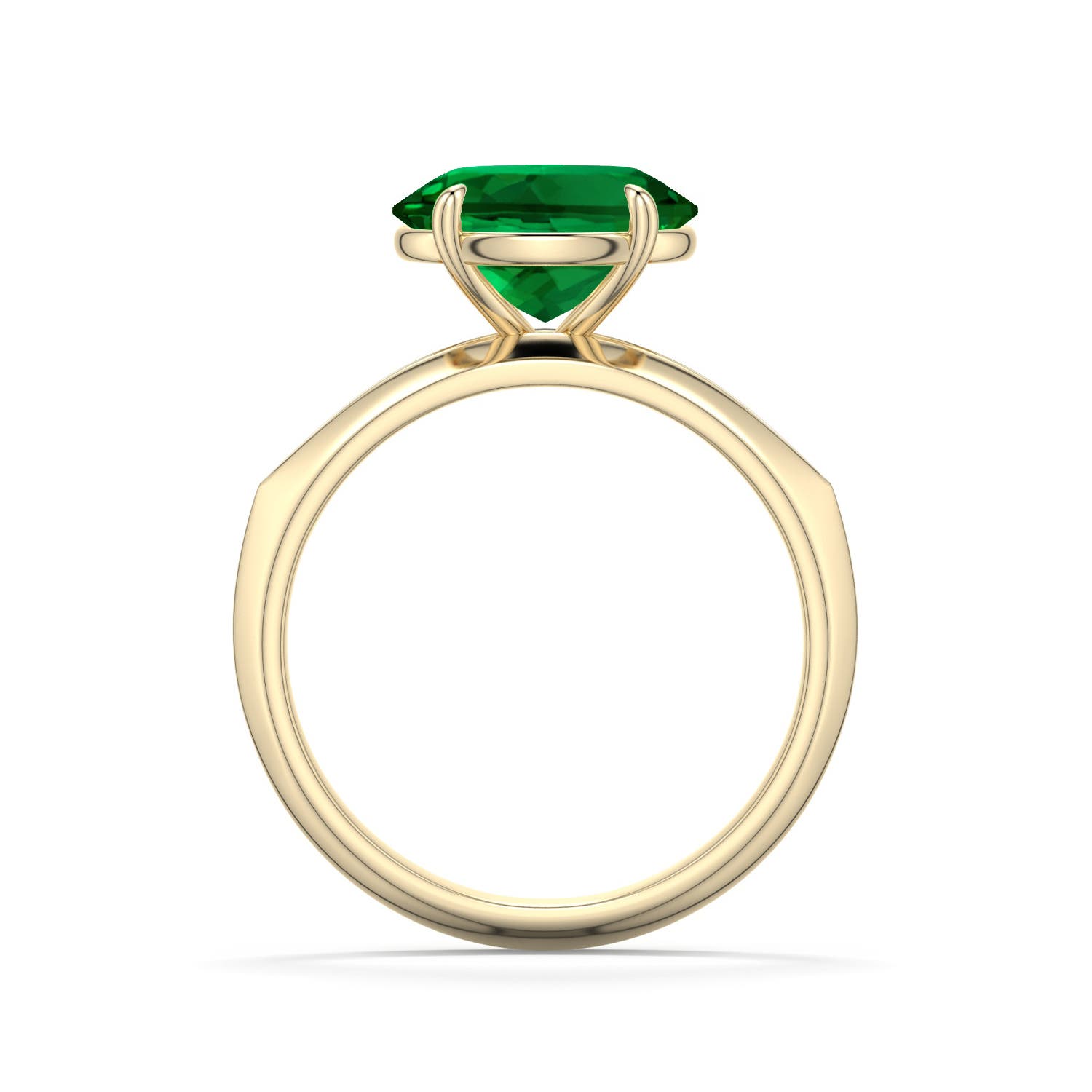 10x8mm Labgrown East-West Oval Lab-Grown Emerald Engagement Ring in 18K Yellow Gold - side 1