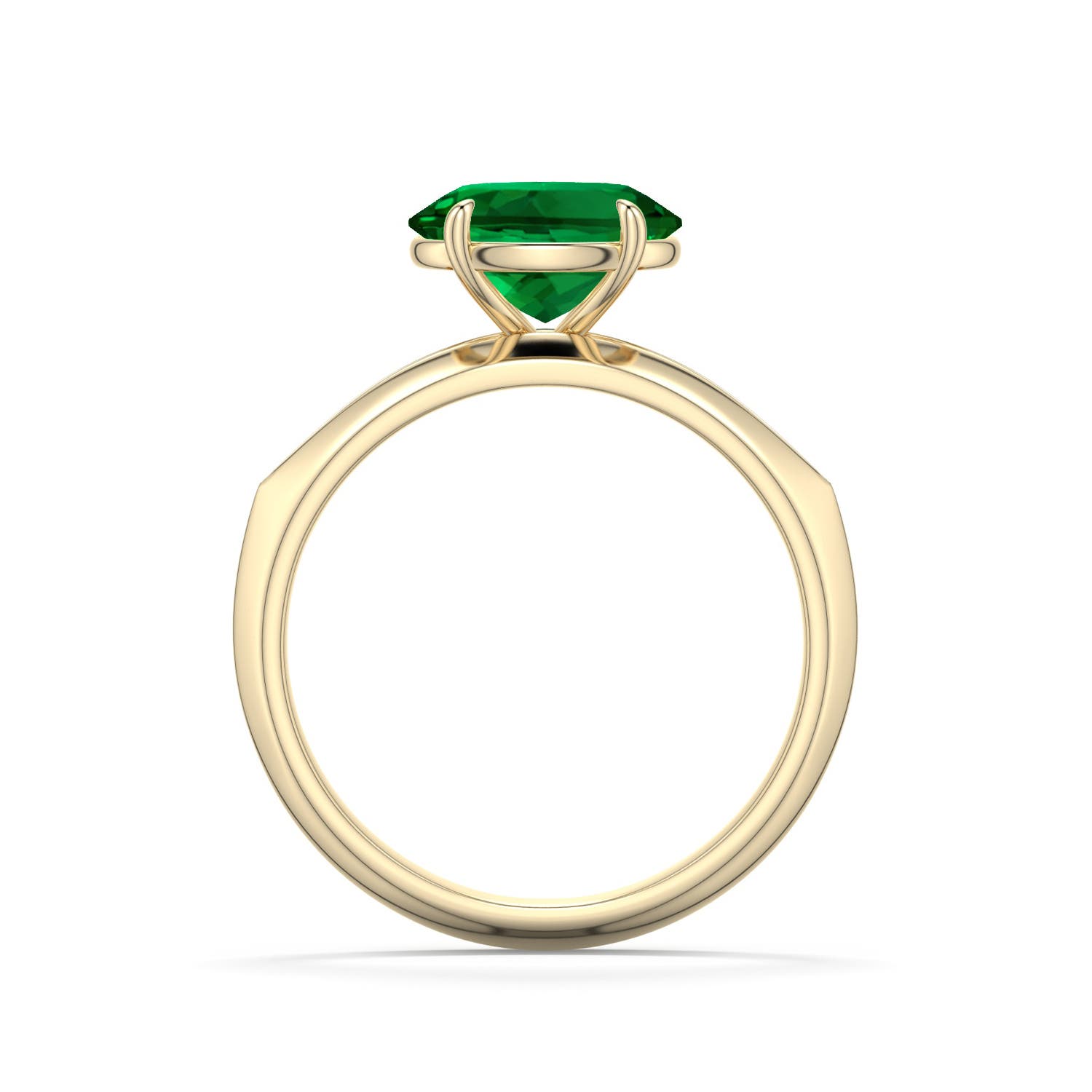 9x7mm Labgrown East-West Oval Lab-Grown Emerald Engagement Ring in 18K Yellow Gold - side 1