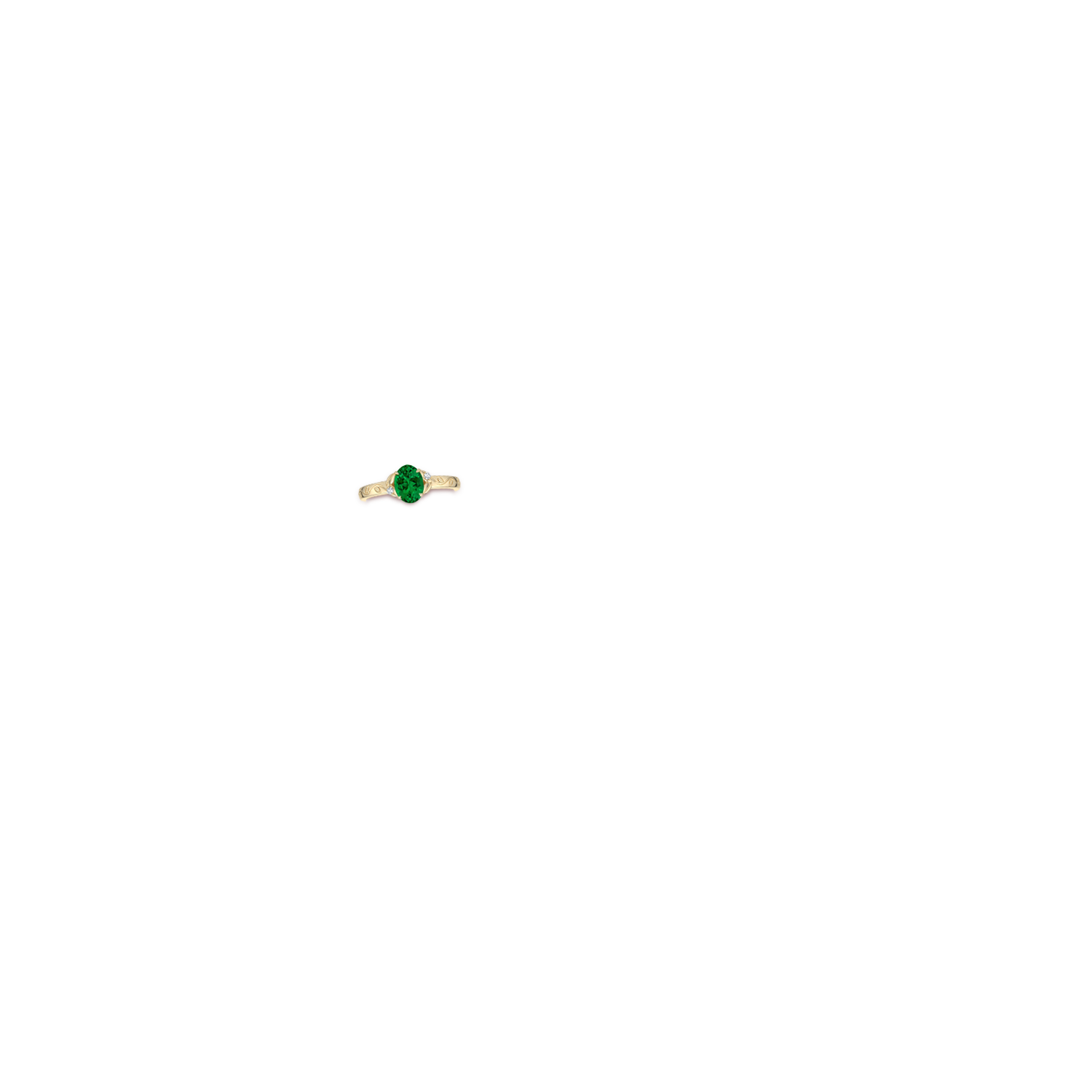 7x5mm Labgrown Oval Lab-Grown Emerald Leaf Vine Engagement Ring in Yellow Gold - body_hand - body_hand