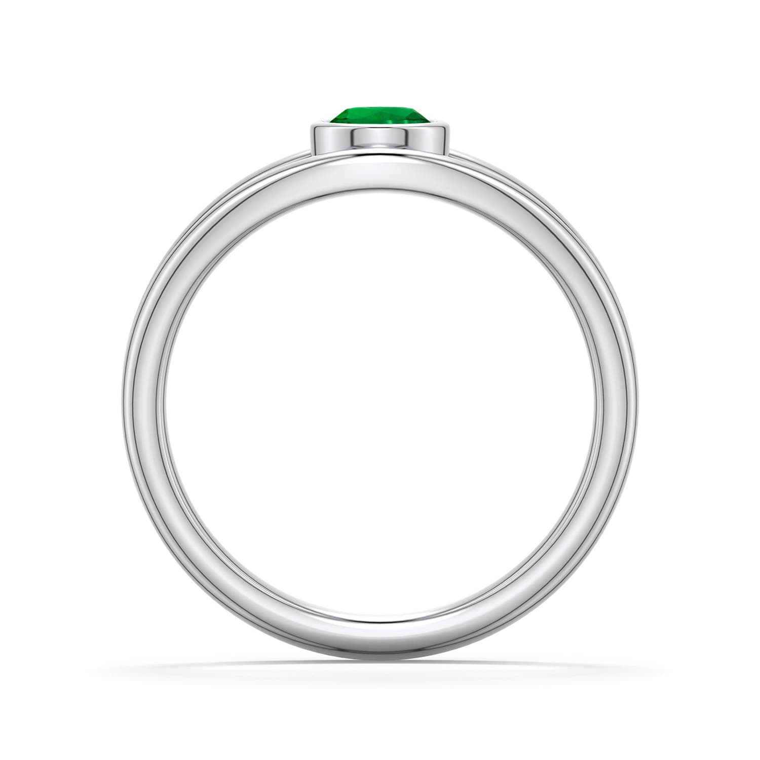 4.5mm Labgrown Round Lab-Grown Emerald Bypass Split Shank Engagement Ring in White Gold - side 1