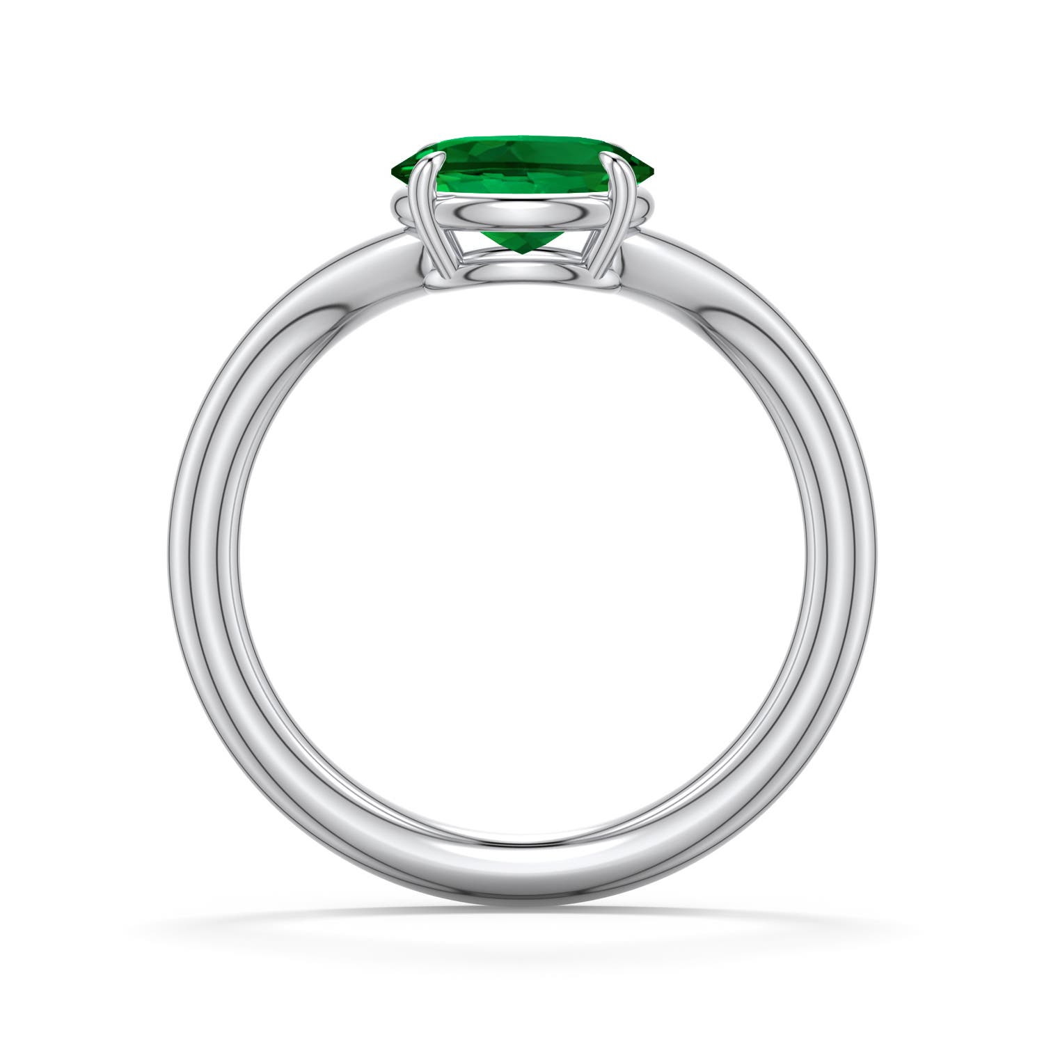 8x6mm Labgrown East-West Oval Lab-Grown Emerald Curved Engagement Ring in White Gold - side 1