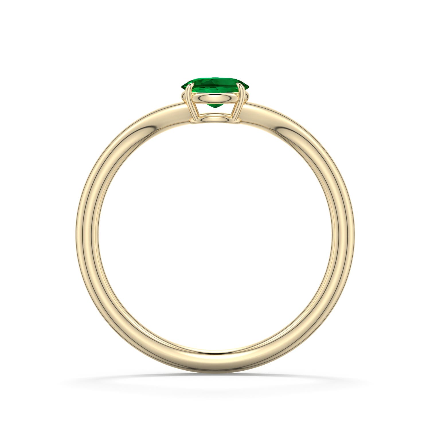5x4mm Labgrown East-West Oval Lab-Grown Emerald Curved Engagement Ring in 18K Yellow Gold - side 1