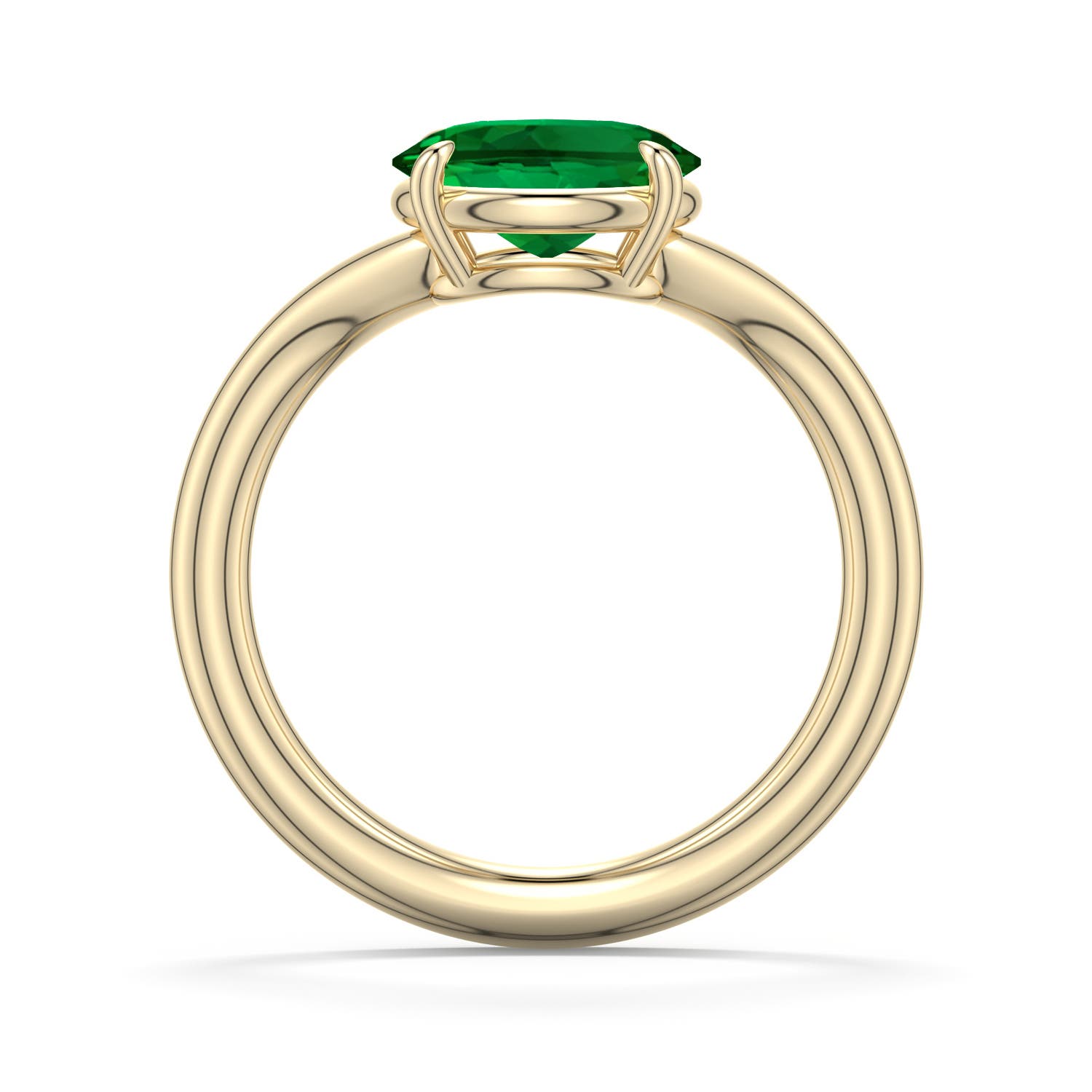 9x7mm Labgrown East-West Oval Lab-Grown Emerald Curved Engagement Ring in 18K Yellow Gold - side 1
