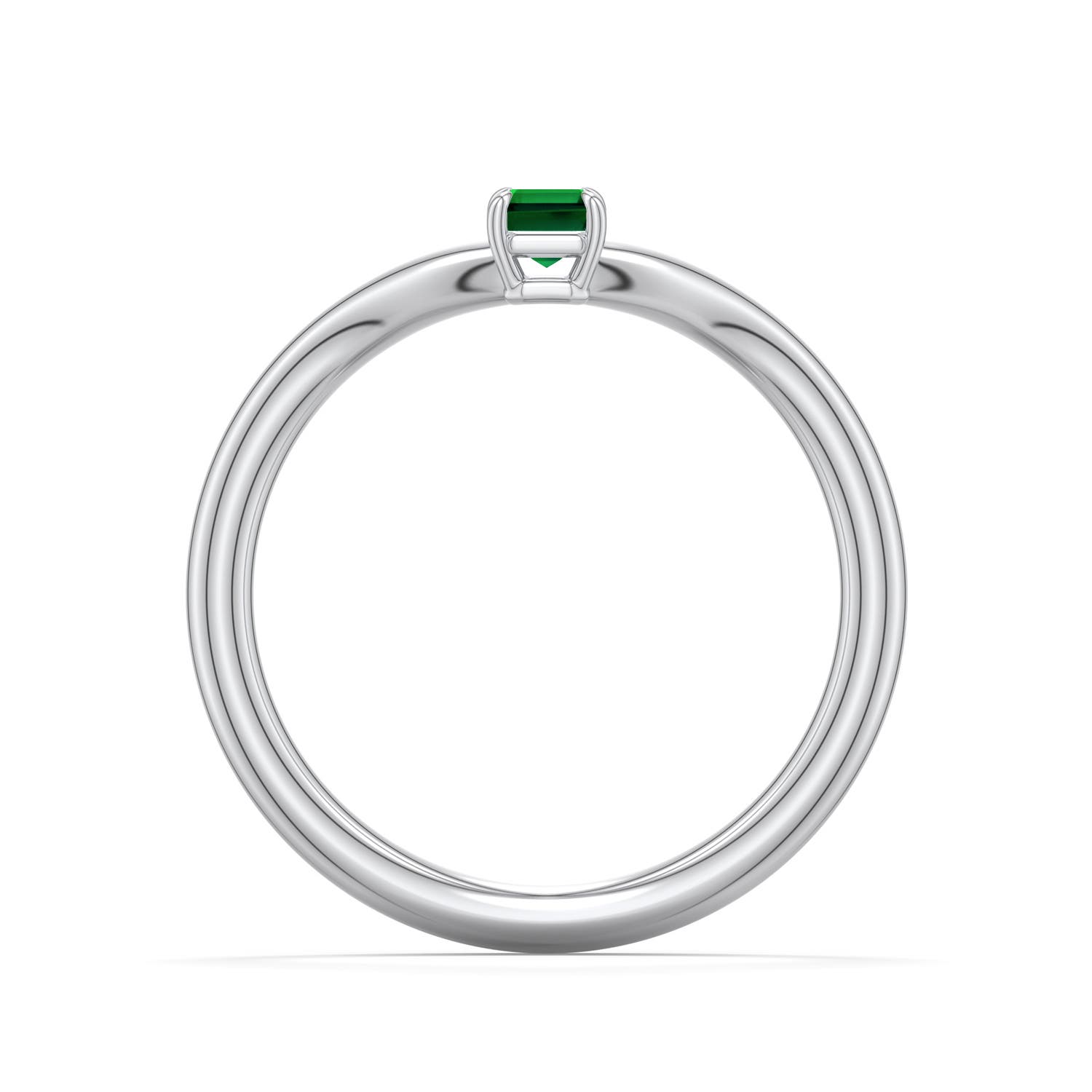 5x3mm Labgrown Emerald-Cut Lab-Grown Emerald Curved Shank Engagement Ring in 18K White Gold - side 1