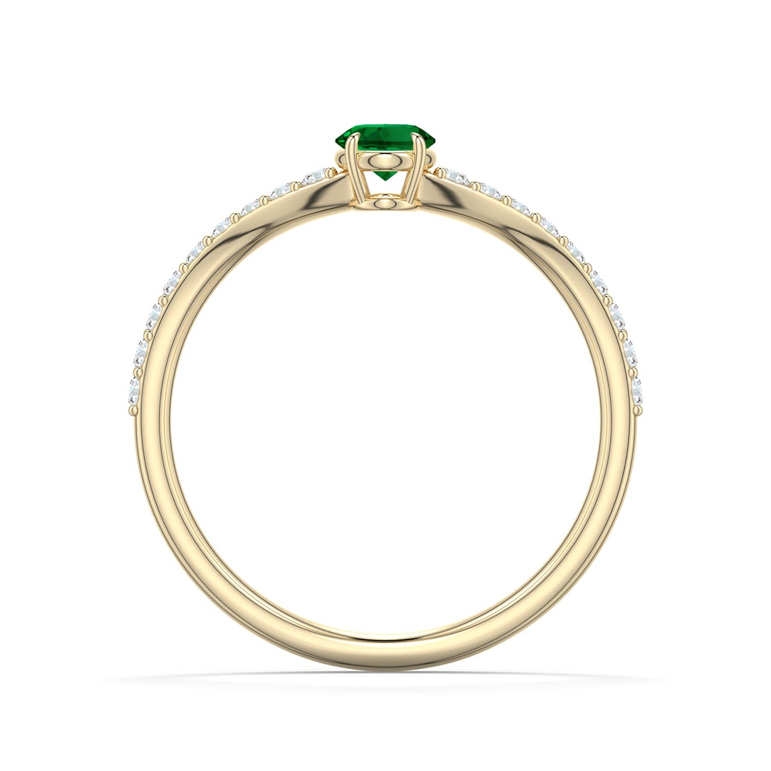 5x4mm Labgrown Oval Lab-Grown Emerald Curved Engagement Ring with Accents in 18K Yellow Gold - side 1