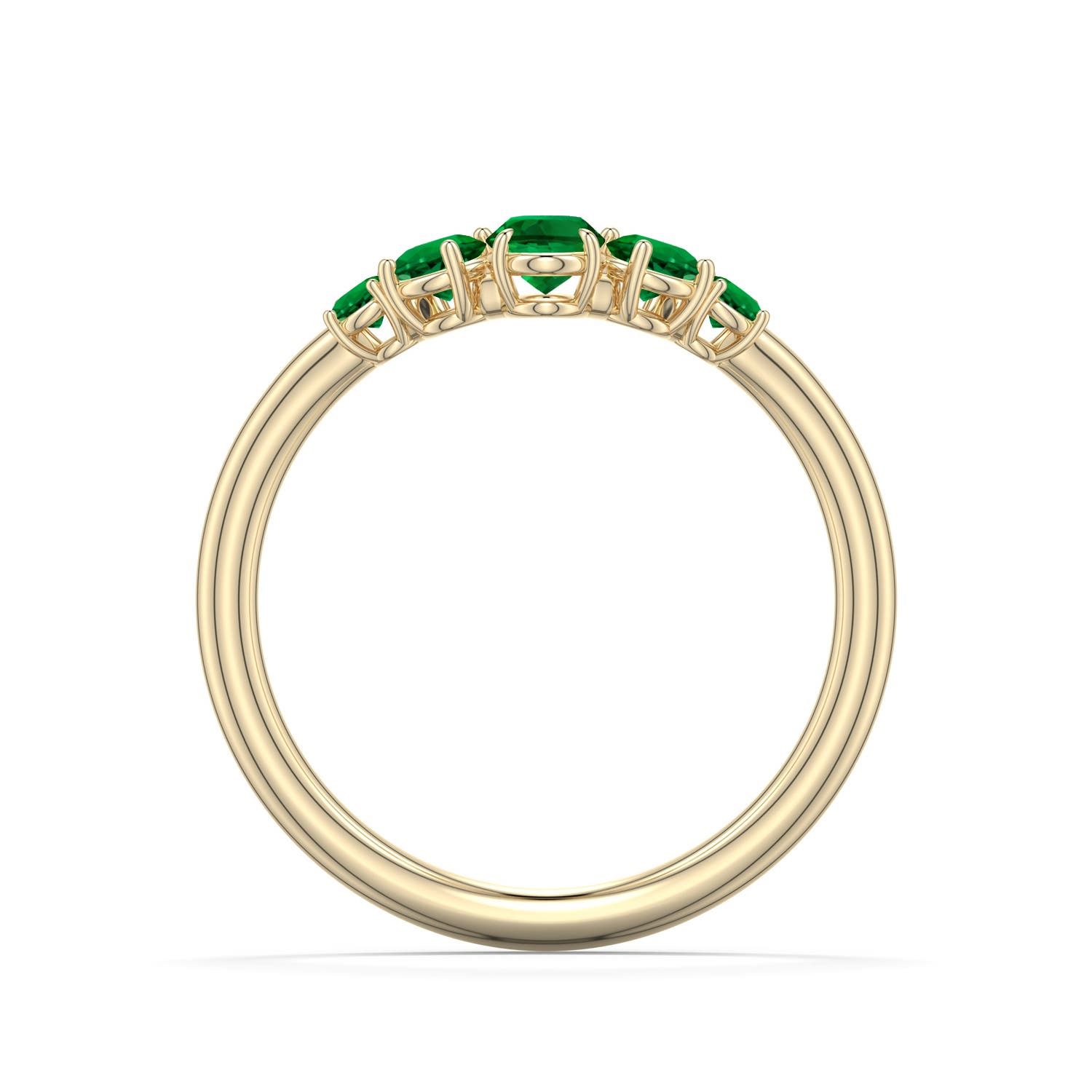 5x4mm Labgrown Oval Lab-Grown Emerald Graduated Side Stone Engagement Ring in 18K Yellow Gold - side 1