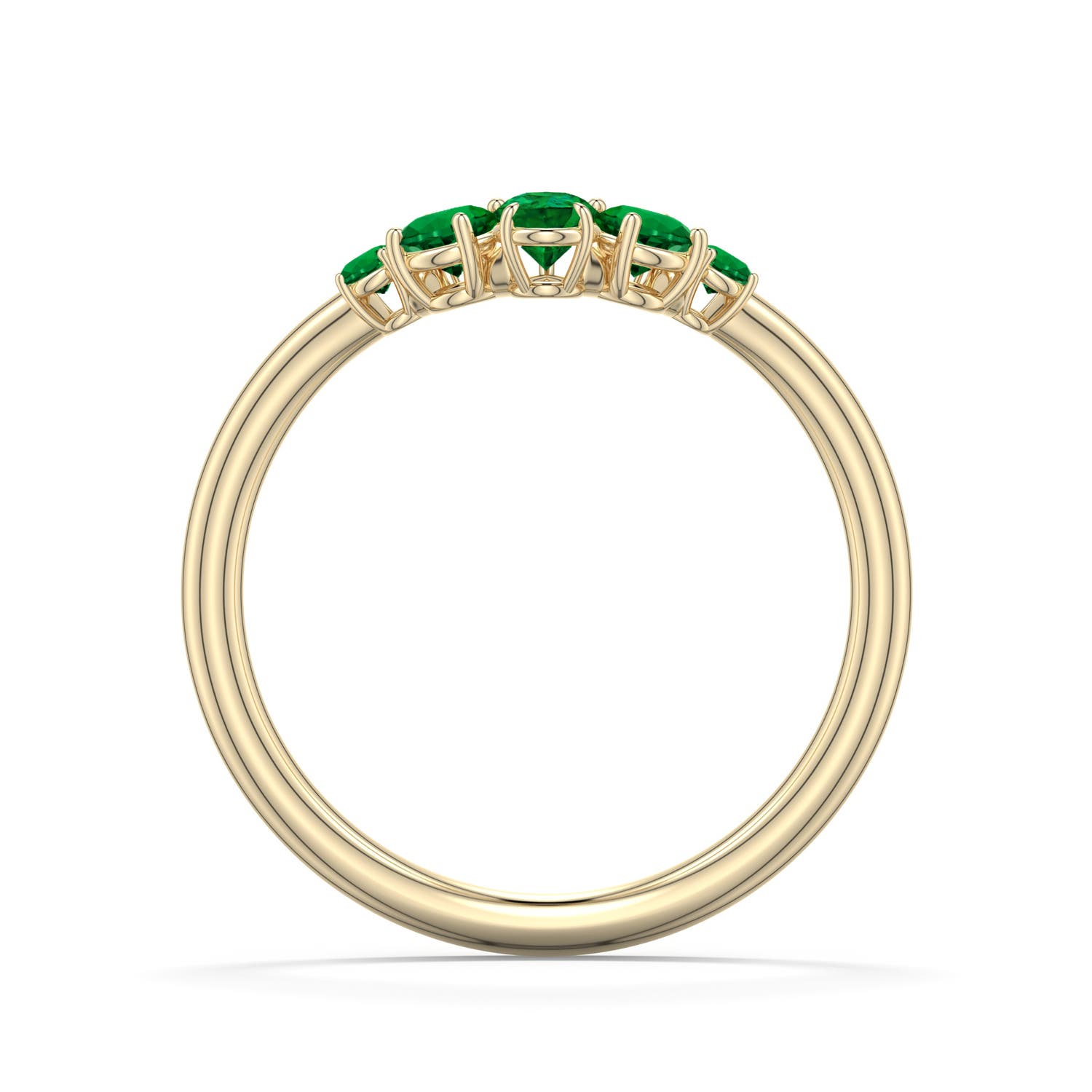 5x3mm Labgrown Pear Lab-Grown Emerald Graduated Side Stone Engagement Ring in 18K Yellow Gold - side 1