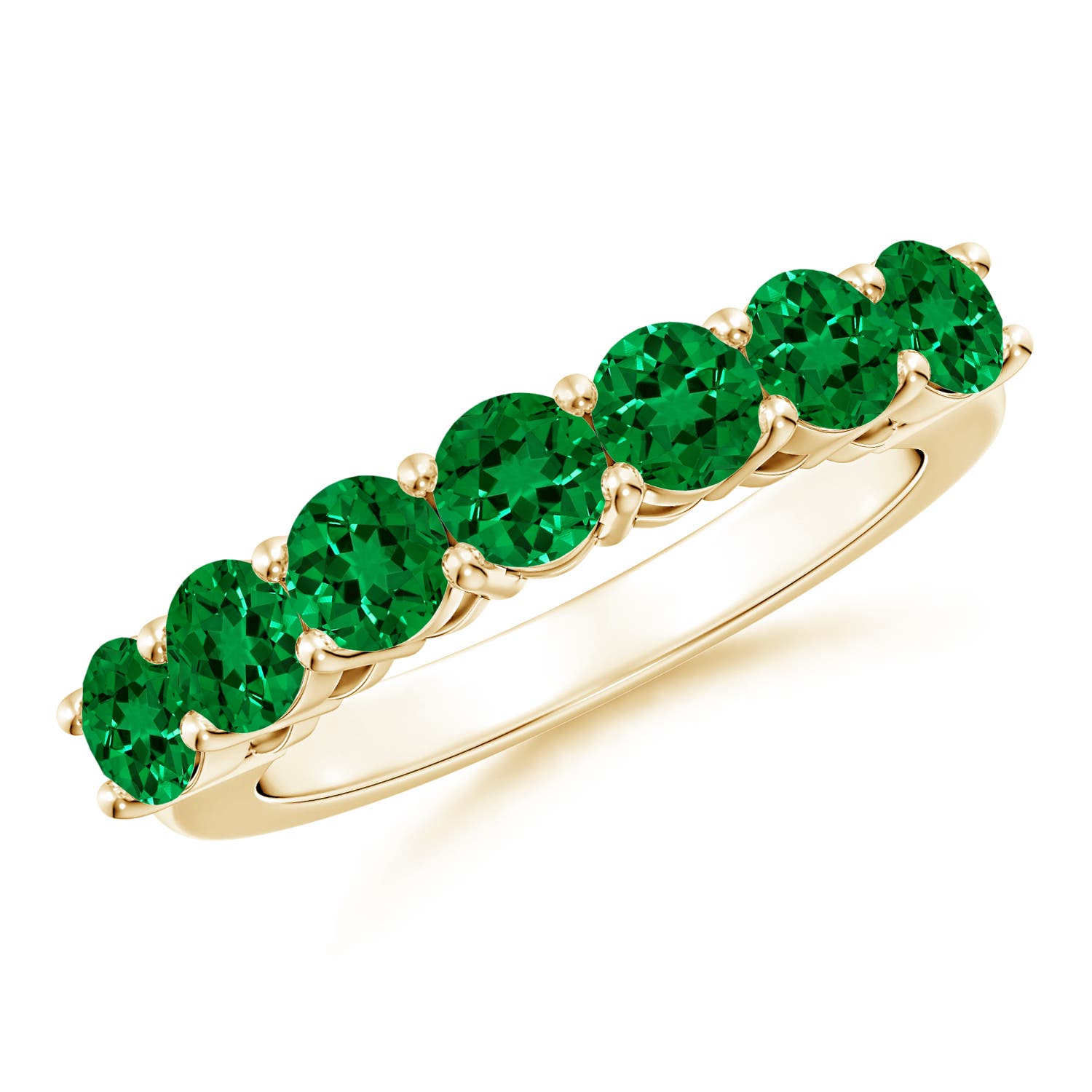 4 4mm Labgrown Lab-Grown Half Eternity Seven Stone Emerald Wedding Band in 18K Yellow Gold - main