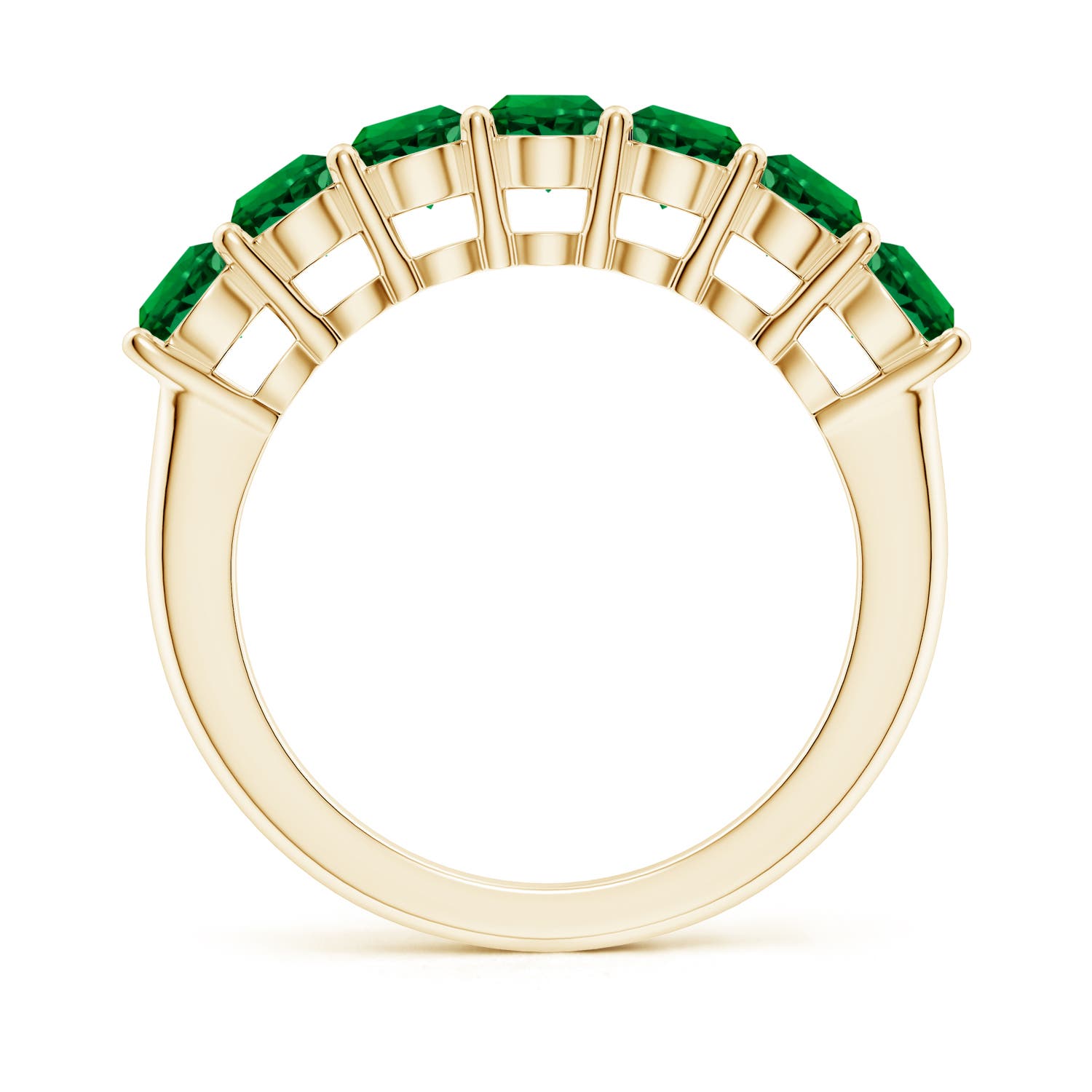 4 4mm Labgrown Lab-Grown Half Eternity Seven Stone Emerald Wedding Band in 18K Yellow Gold - side 1