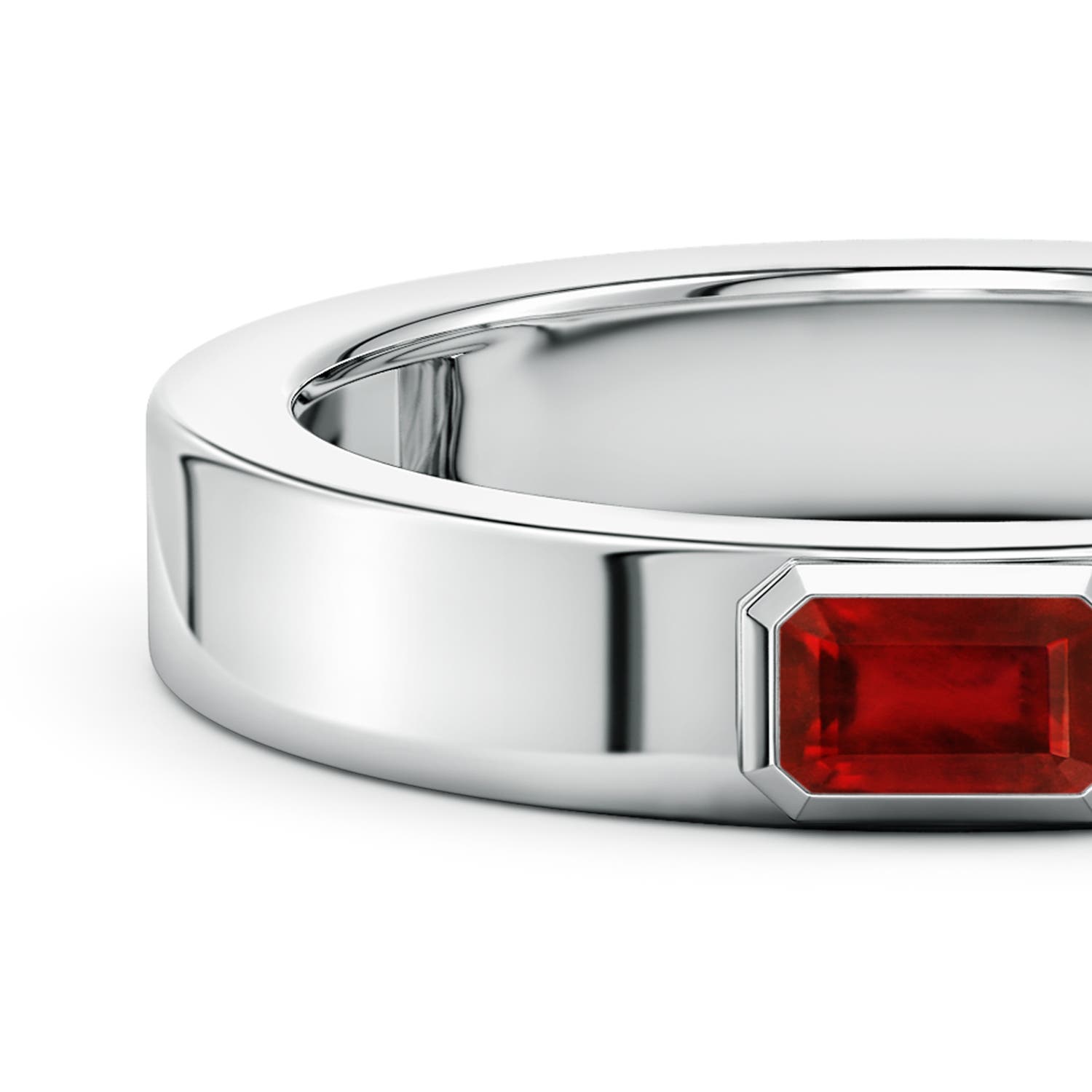 5.3 5x3mm Labgrown East-West Emerald-Cut Lab-Grown Ruby Men?s Ring in 950 Platinum - side 3 - side 4