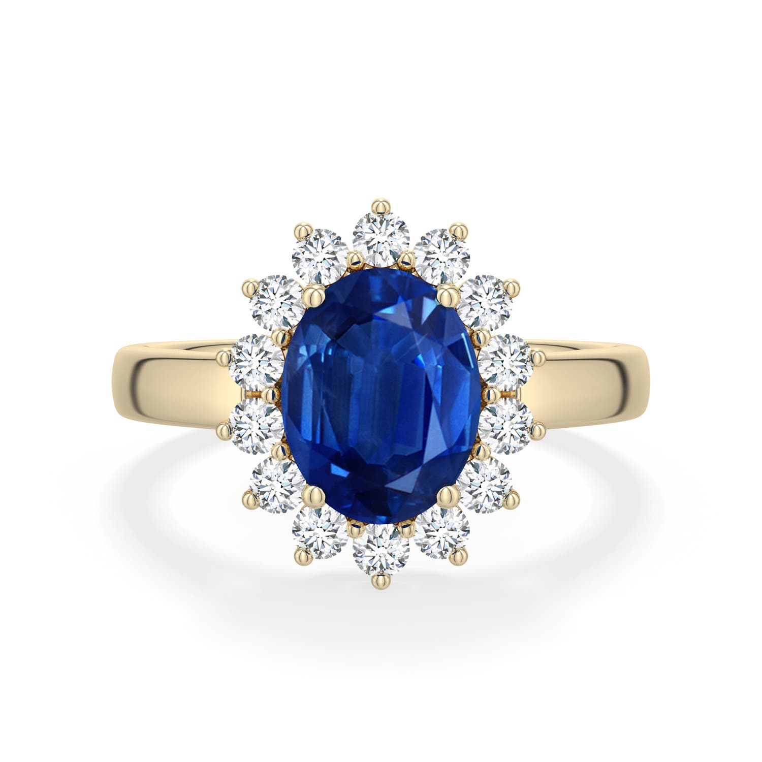 Princess Diana Inspired Blue Sapphire Engagement Ring with Diamond Halo
