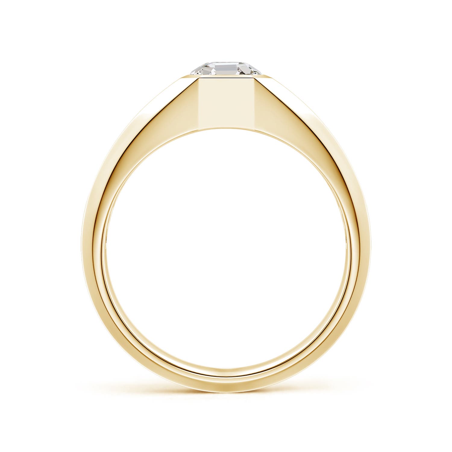 6mm IJI1I2 Asscher-Cut Diamond Men�s Octagon Signet Ring in Yellow Gold - side 1