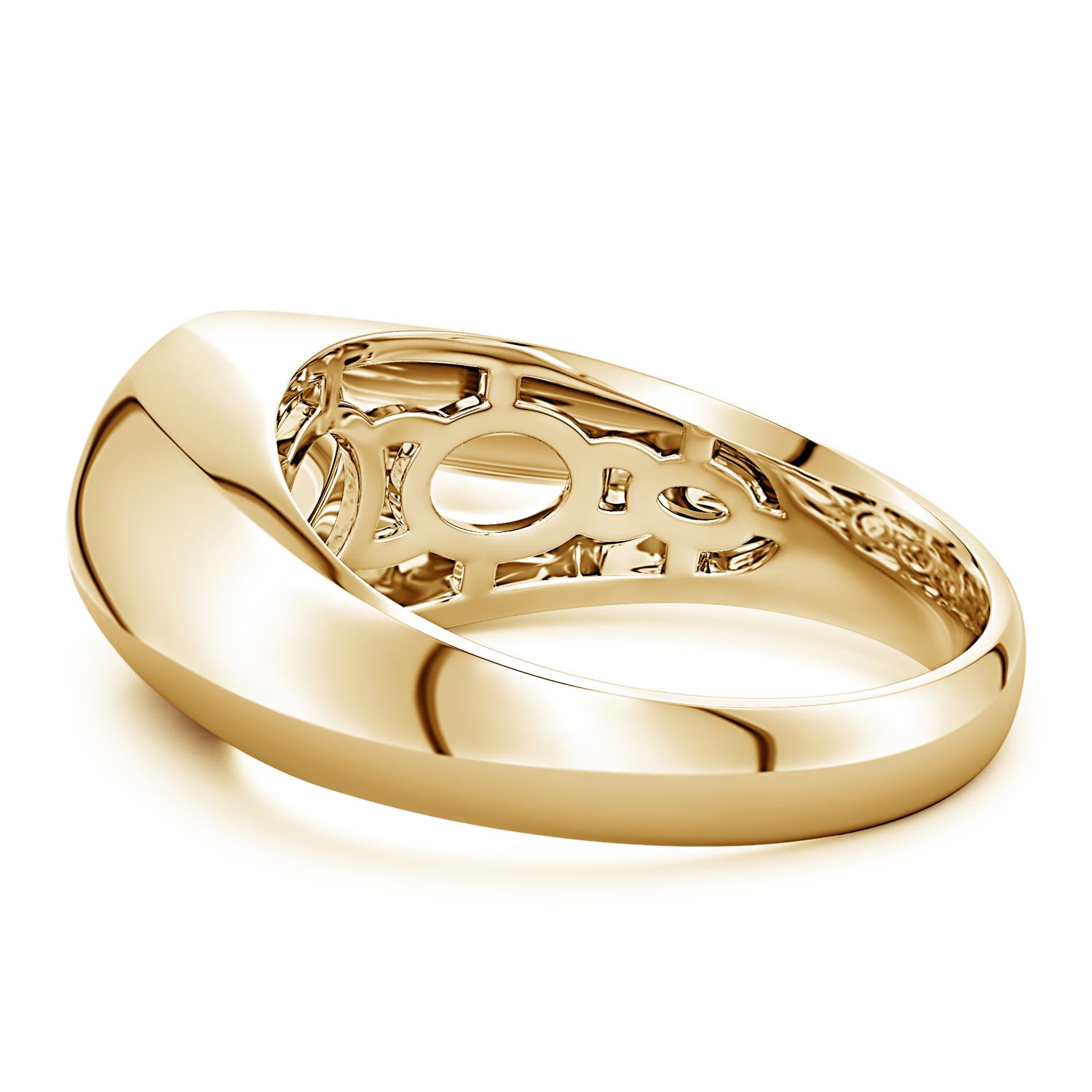 East-West Oval Diamond Men's Signet Ring
