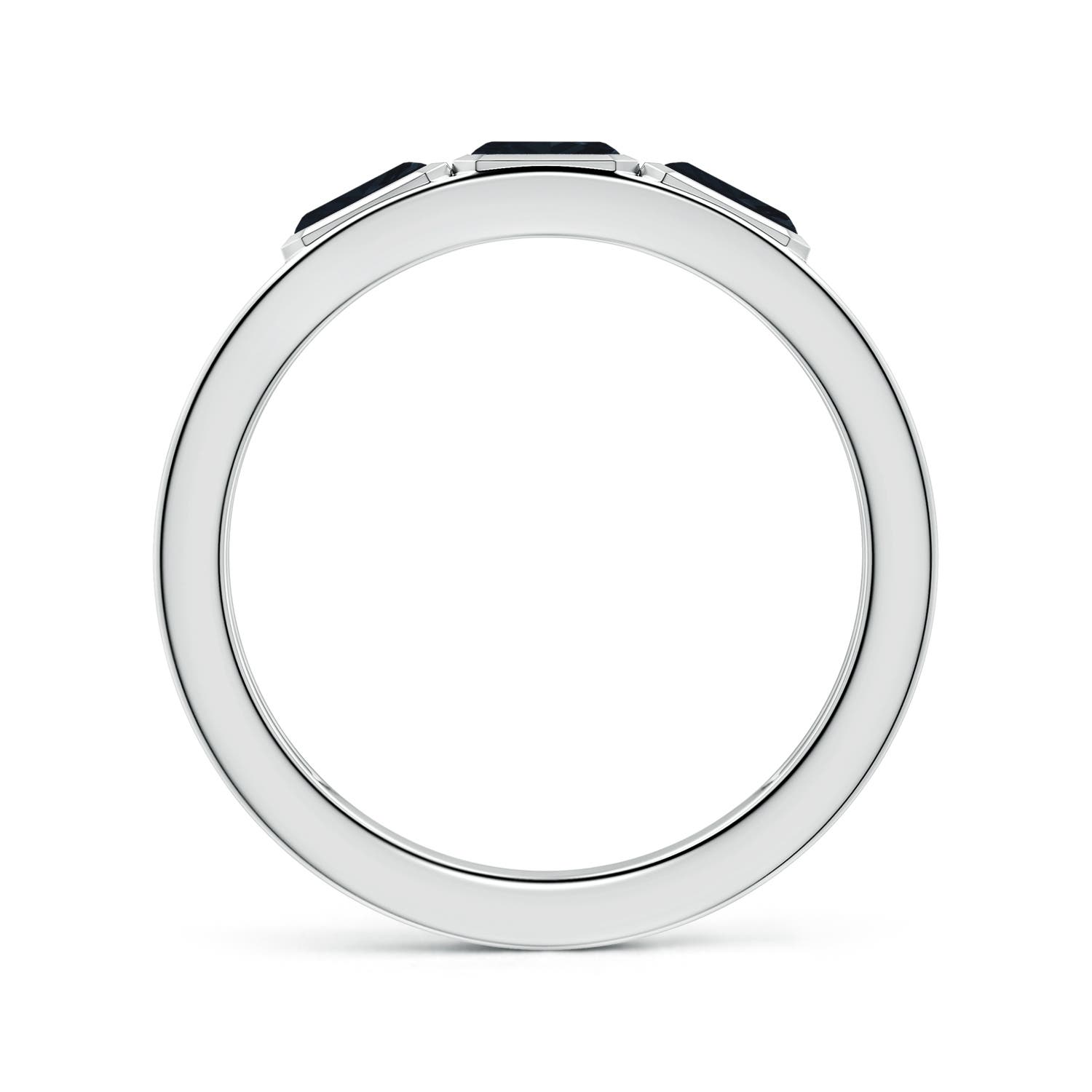 5.15 5x3mm A East-West Emerald-Cut Blue Sapphire Men?s Three Stone Ring in 950 Platinum - side 1