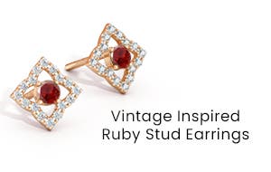 Vintage Inspired Ruby Stud Earrings