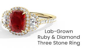 Lab-Grown Ruby & Diamond Three Stone Ring