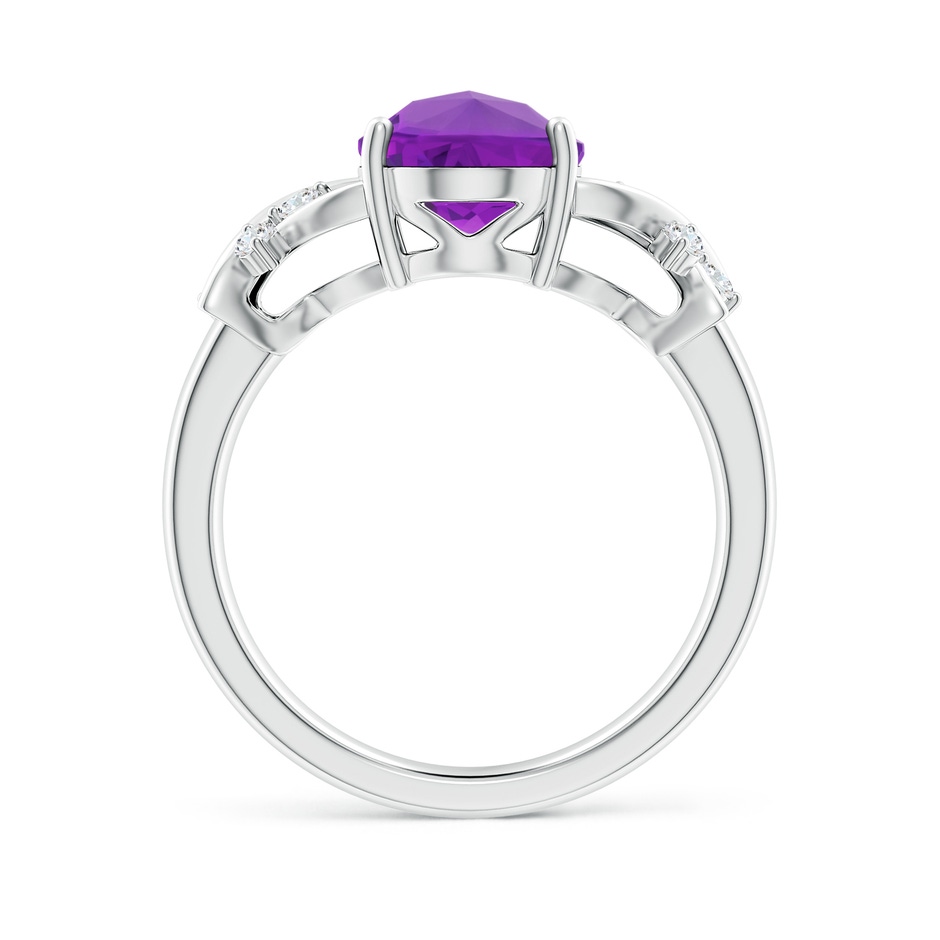 10x8mm AAAA Oval Amethyst Criss Cross Ring with Diamonds in White Gold side-1