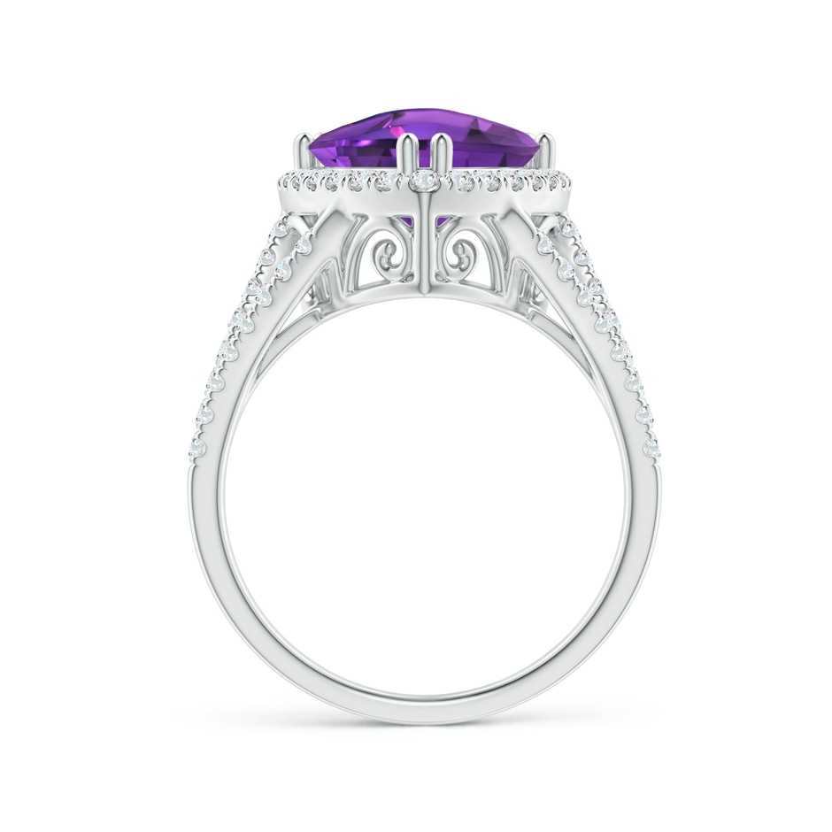 10mm AAAA Vintage Style Trillion Amethyst Cocktail Halo Ring in White Gold side-1