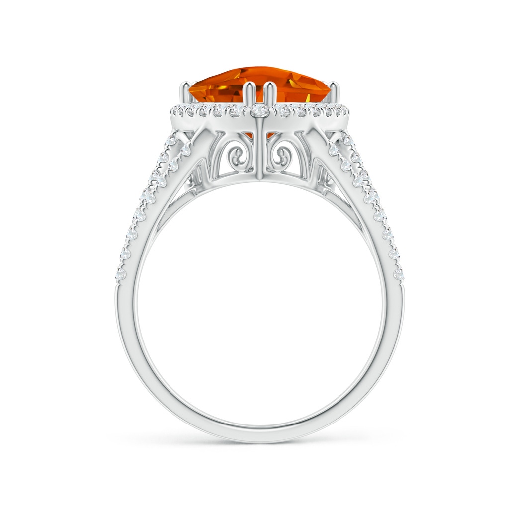 10mm AAAA Vintage Style Trillion Citrine Cocktail Halo Ring in White Gold Side-1