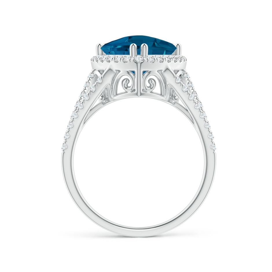 10mm AAAA Vintage Style Trillion London Blue Topaz Cocktail Halo Ring in White Gold side-1