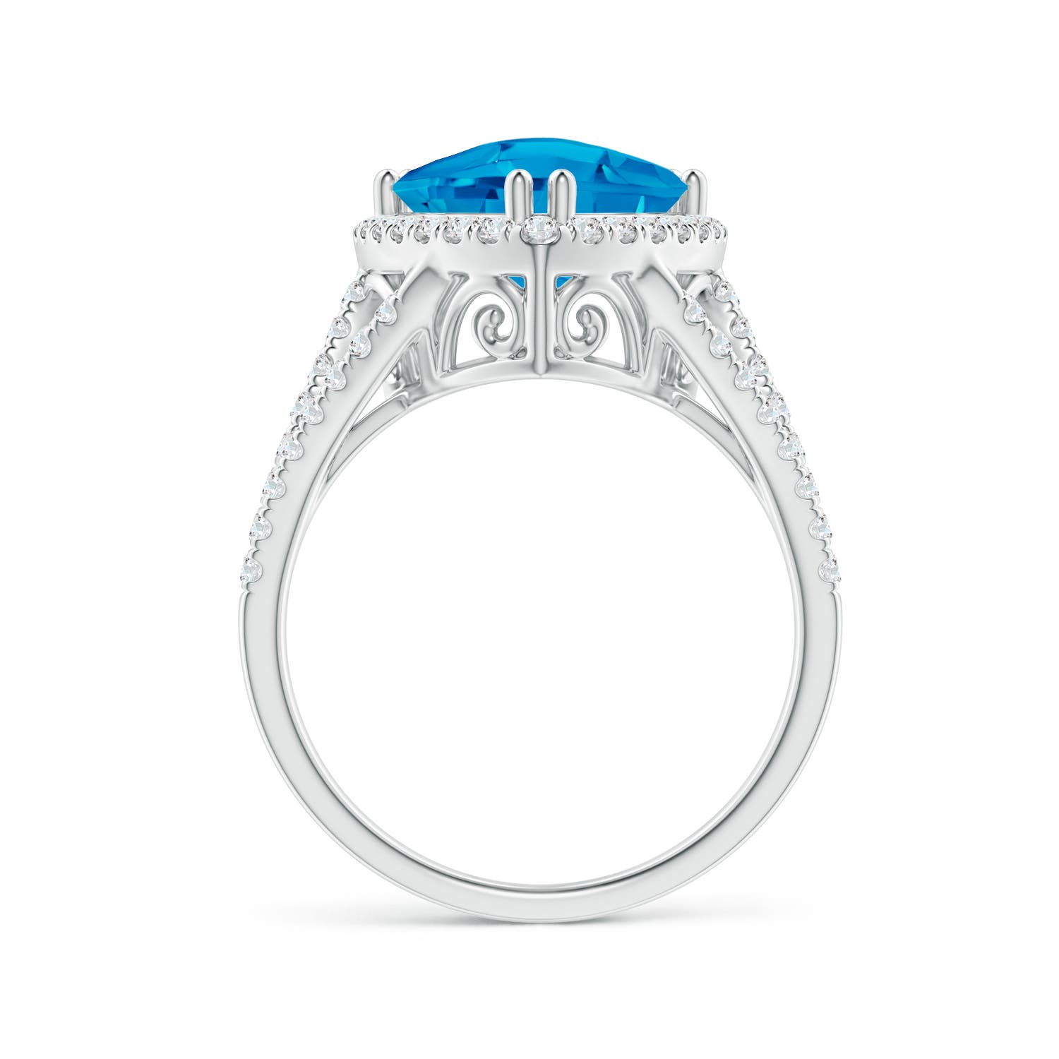 AAAA - Swiss Blue Topaz / 3.56 CT / 14 KT White Gold