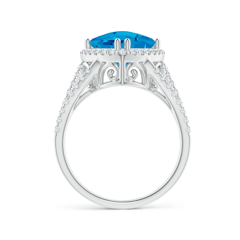 10mm AAAA Vintage Style Trillion Swiss Blue Topaz Cocktail Halo Ring in White Gold side-1