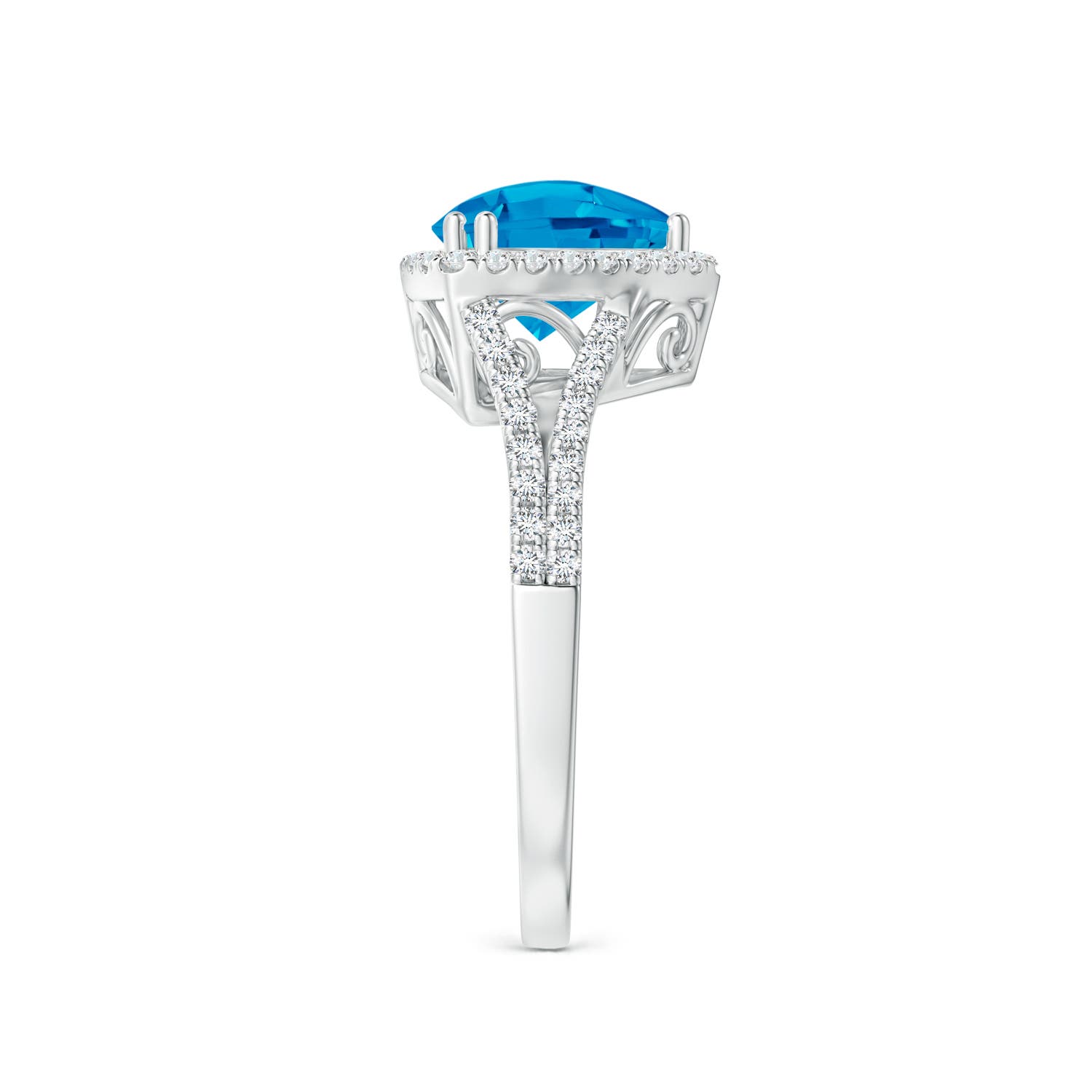 AAAA - Swiss Blue Topaz / 1.69 CT / 14 KT White Gold