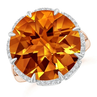 14mm AAAA Round Citrine Floral Cocktail Ring in 10K Rose Gold 10K White Gold