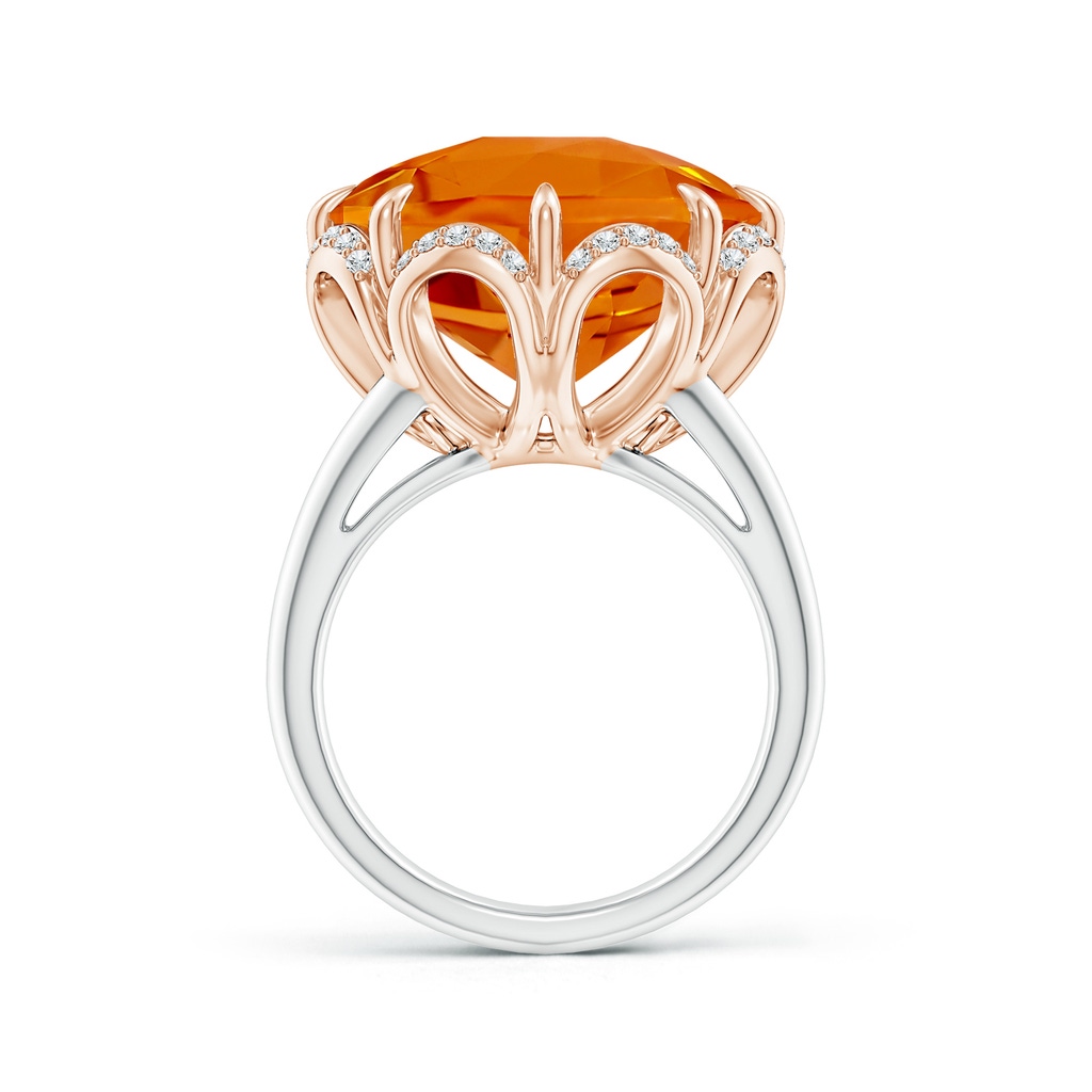 14mm AAAA Round Citrine Floral Cocktail Ring in White Gold Rose Gold Side-2