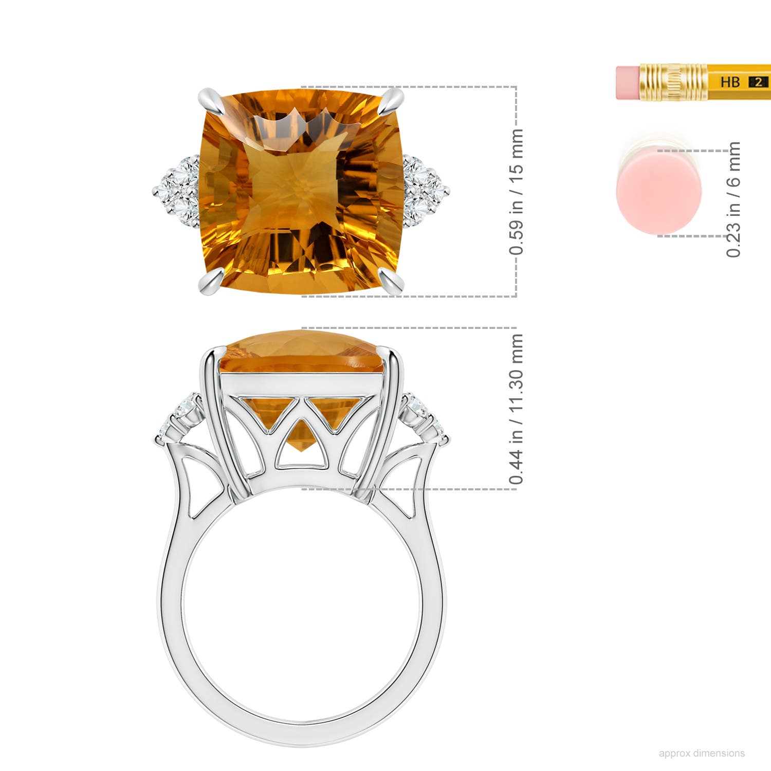 15.17x15.07x9.67mm AAAA FC_SR2687CTD_H-WG-AAAA-15.17x15.07x9.67 in White Gold - ruler