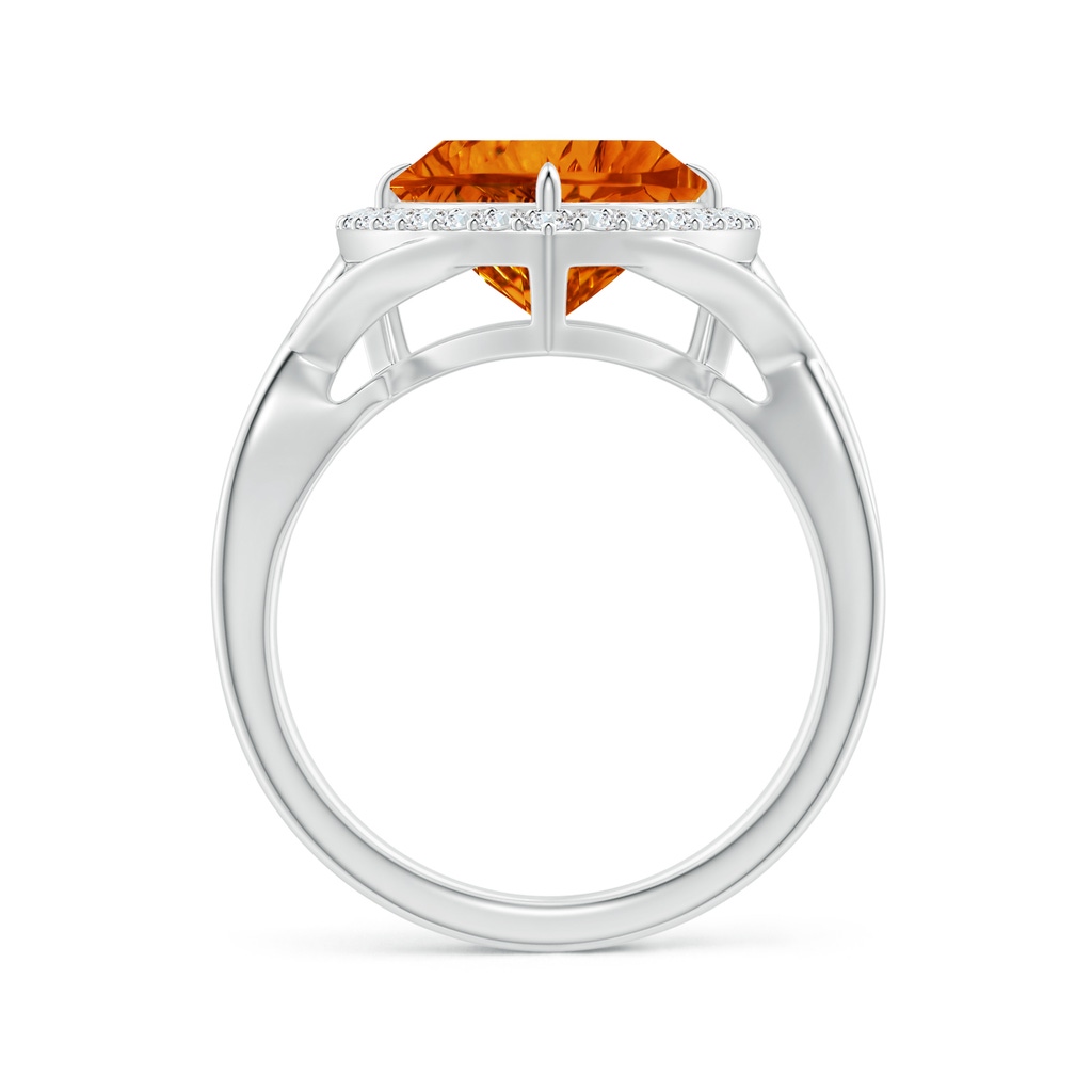 10mm AAAA Trillion Concave-Cut Citrine Halo Criss-Cross Ring in White Gold Side-1