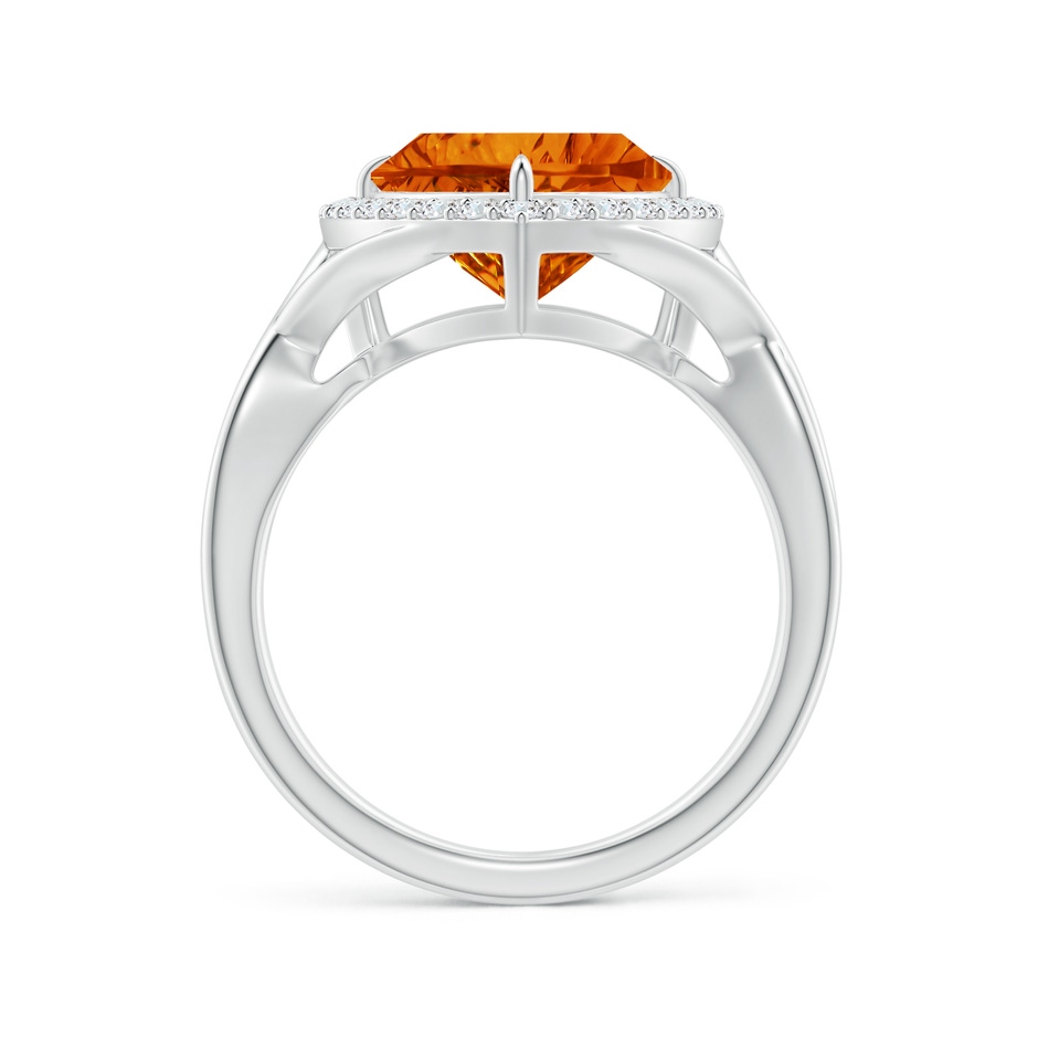 10mm AAAA Trillion Concave-Cut Citrine Halo Criss-Cross Ring in White Gold side-1