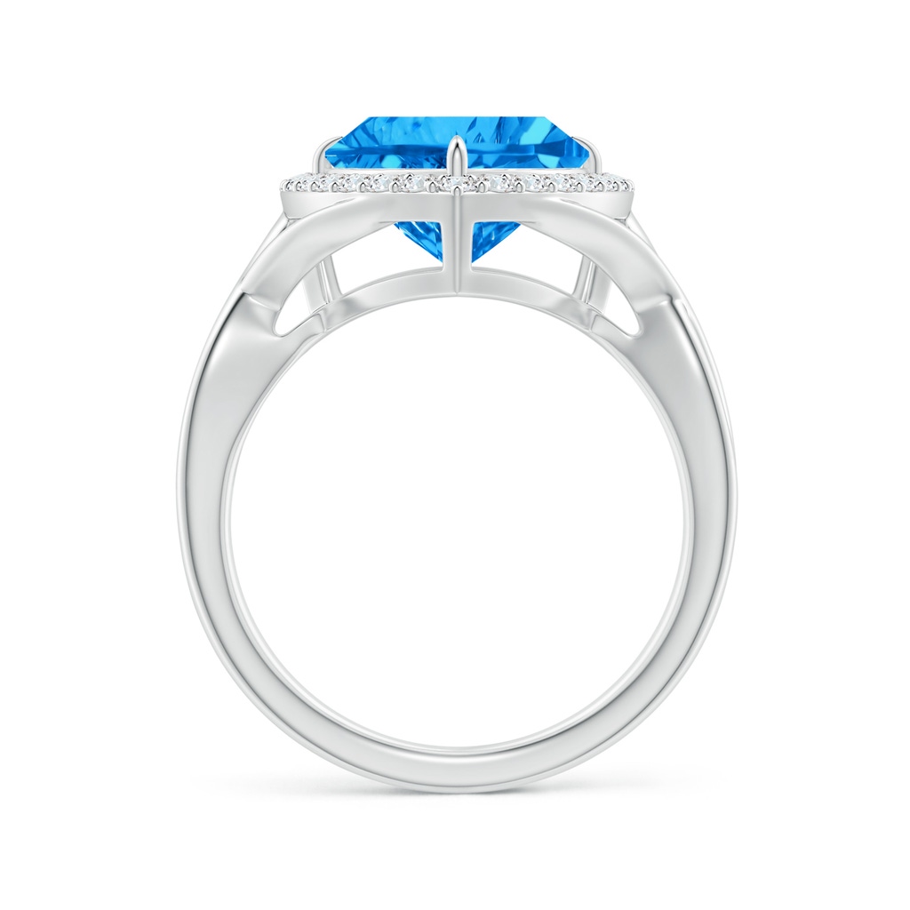 10mm AAAA Trillion Concave-Cut Swiss Blue Topaz Halo Criss-Cross Ring in White Gold - side_1