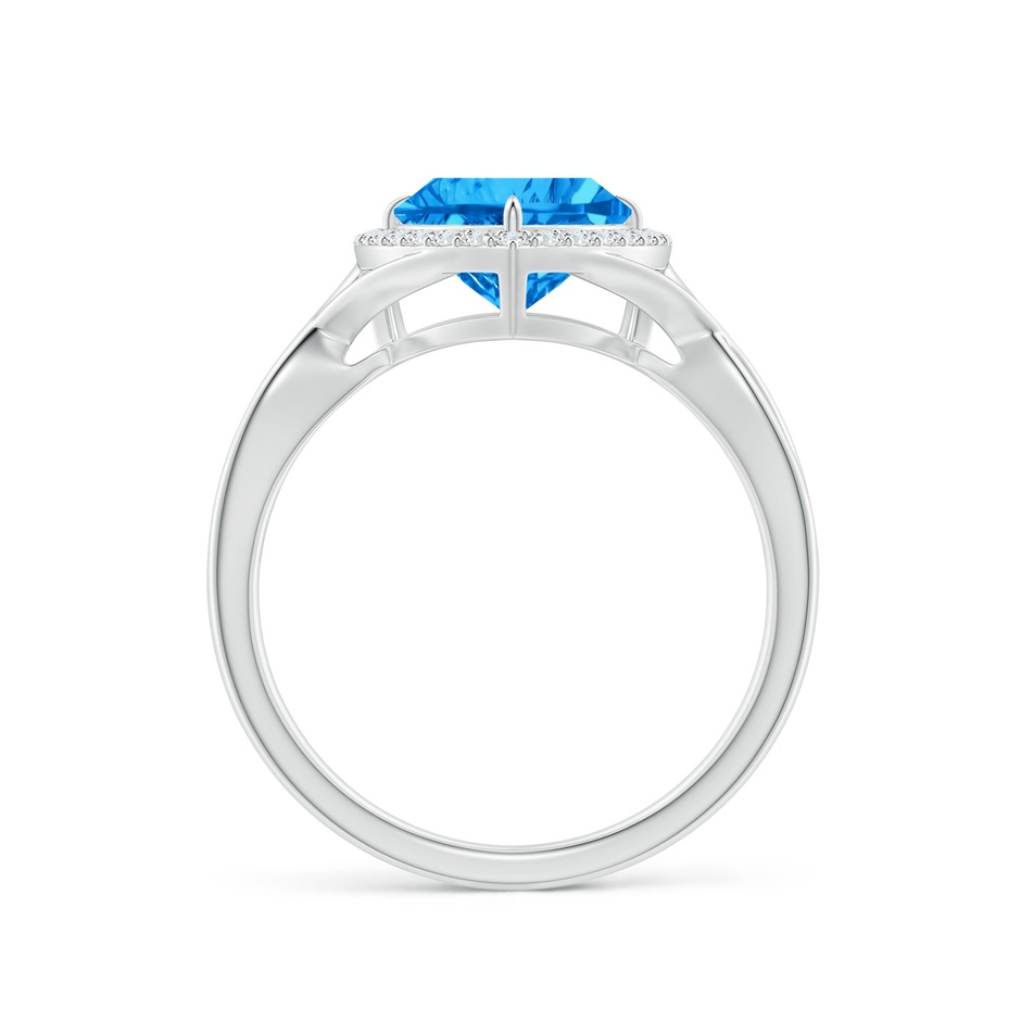 8mm AAAA Trillion Concave-Cut Swiss Blue Topaz Halo Criss-Cross Ring in White Gold side-1