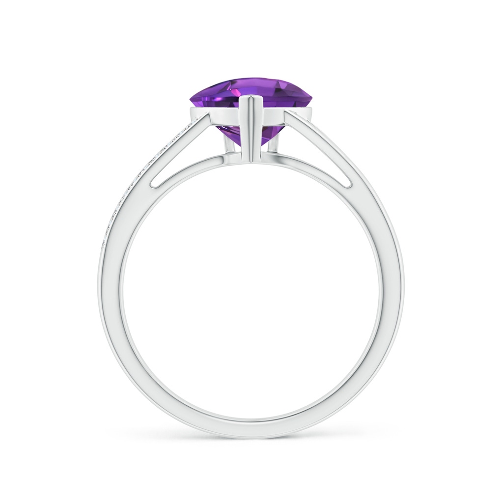 8mm AAAA Trillion Checker-Cut Amethyst Split Shank Ring in White Gold Side-1