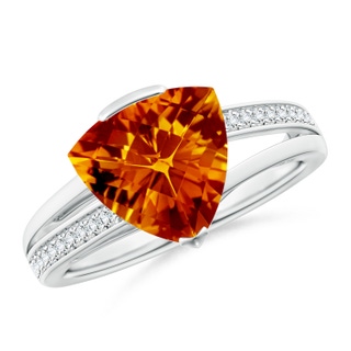 10mm AAAA Trillion Checker-Cut Citrine Split Shank Ring in P950 Platinum