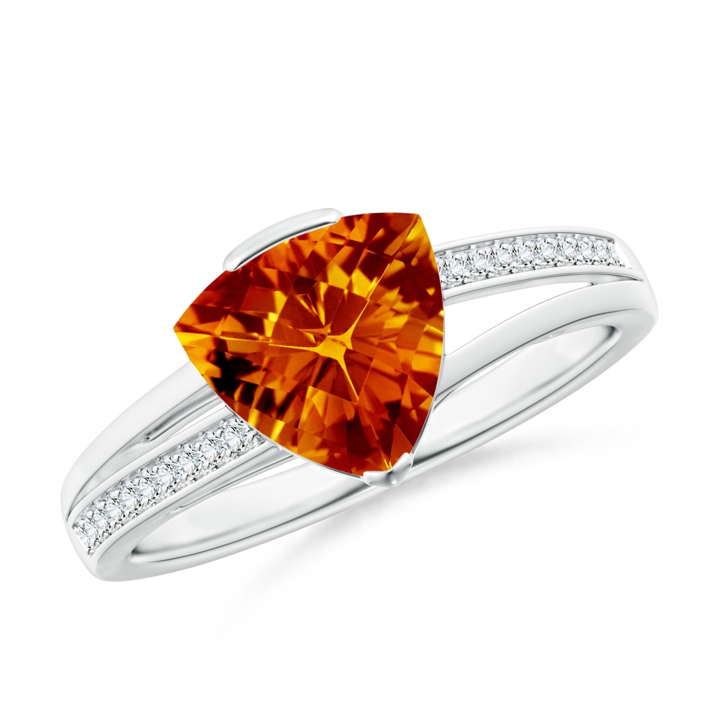 8mm AAAA Trillion Checker-Cut Citrine Split Shank Ring in White Gold