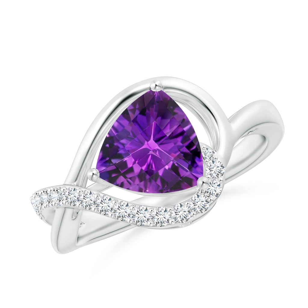 8mm AAAA Trillion Checker-Cut Amethyst Infinity Ring in White Gold