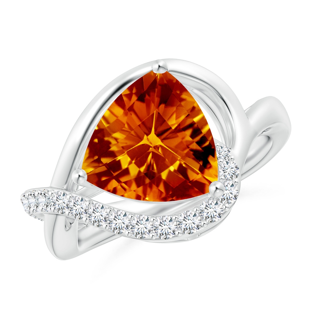 10mm AAAA Trillion Checker-Cut Citrine Infinity Ring in White Gold