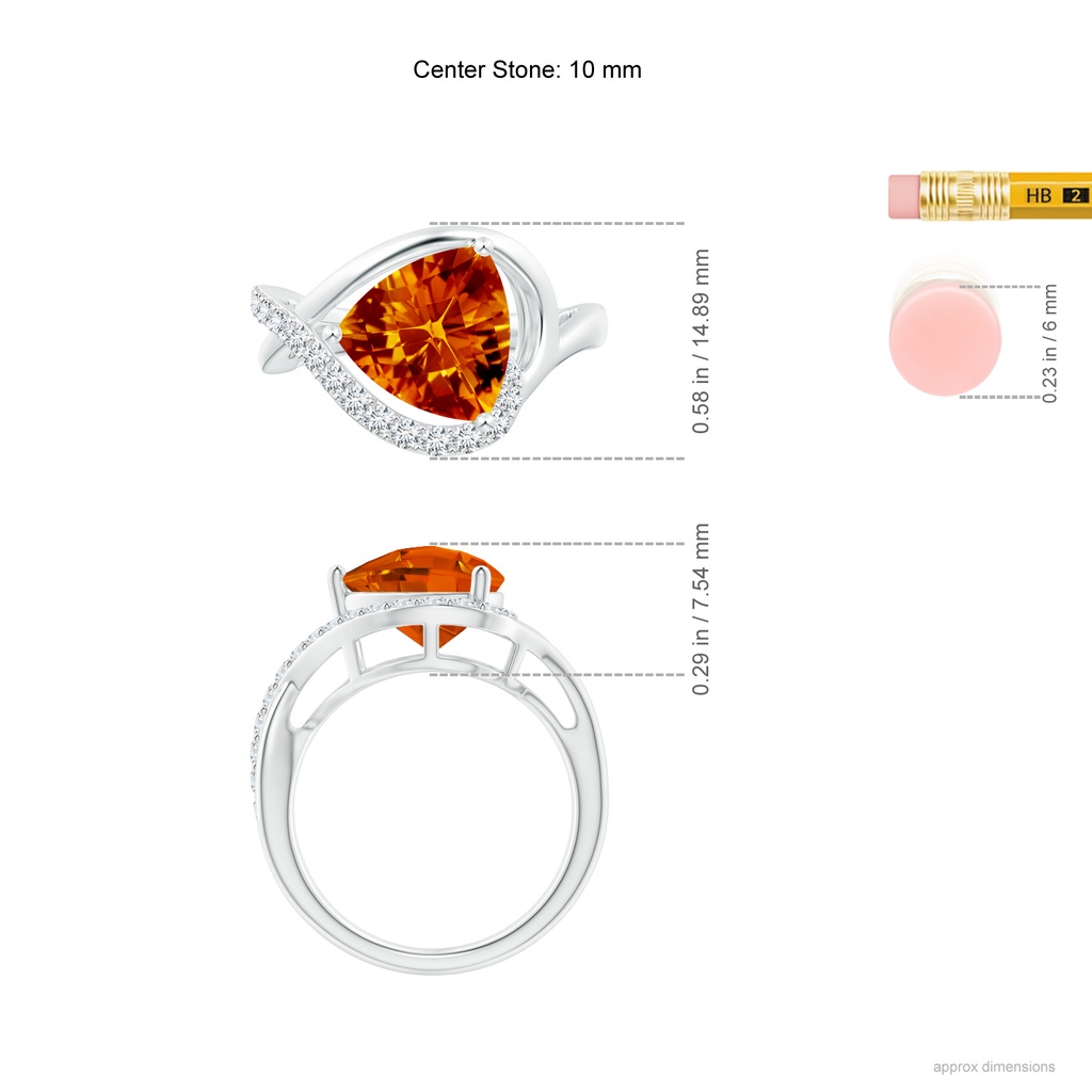 10mm AAAA Trillion Checker-Cut Citrine Infinity Ring in White Gold Ruler