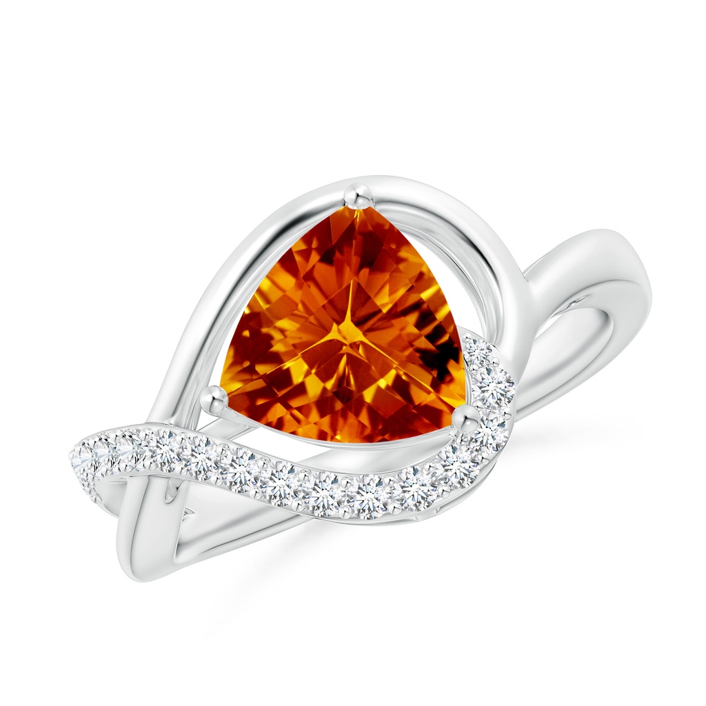 8mm AAAA Trillion Checker-Cut Citrine Infinity Ring in White Gold