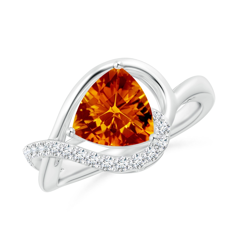 8mm AAAA Trillion Checker-Cut Citrine Infinity Ring in White Gold 