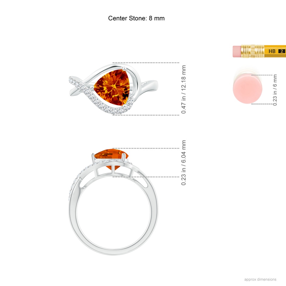8mm AAAA Trillion Checker-Cut Citrine Infinity Ring in White Gold Ruler
