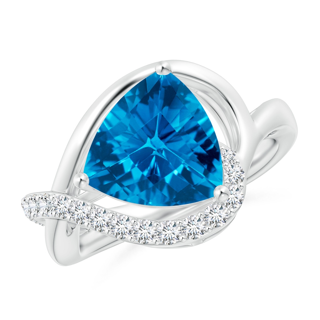 10mm AAAA Trillion Checker-Cut Swiss Blue Topaz Infinity Ring in P950 Platinum