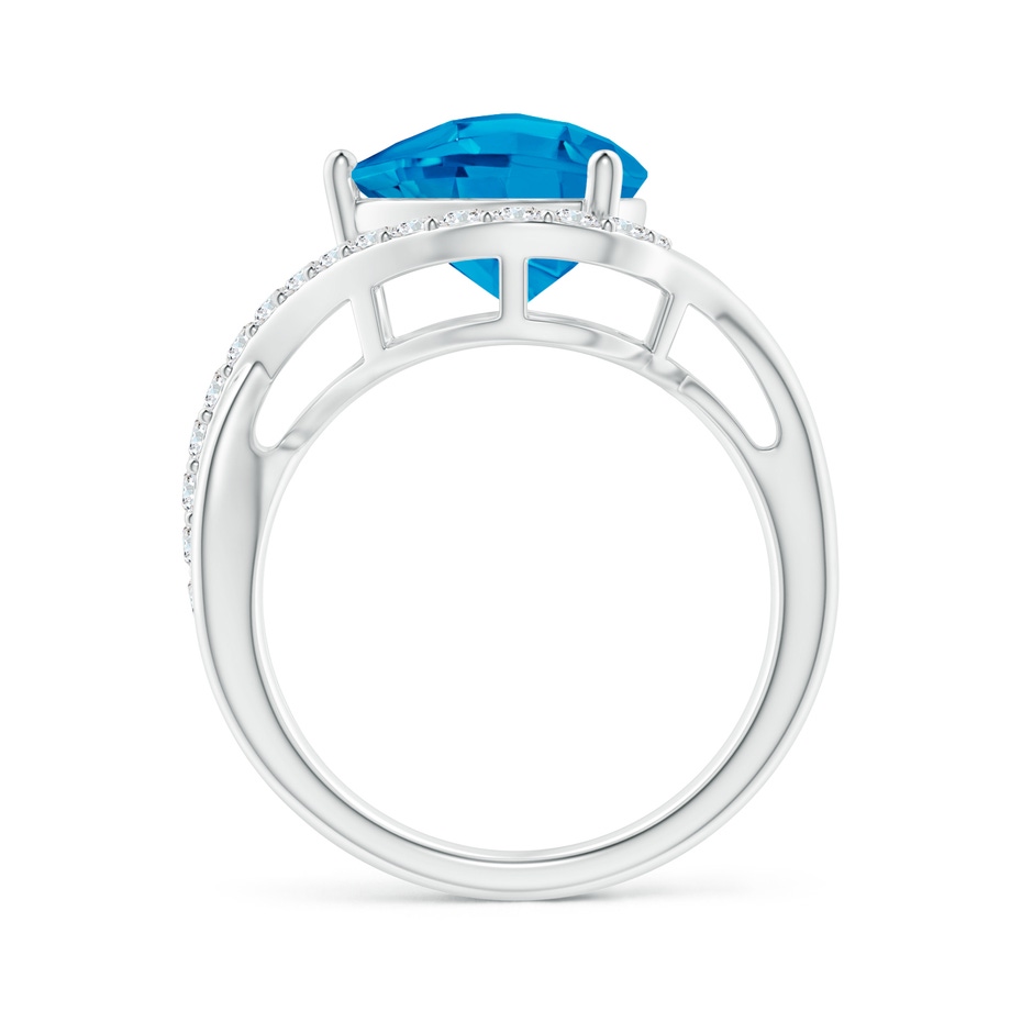 10mm AAAA Trillion Checker-Cut Swiss Blue Topaz Infinity Ring in White Gold side-1