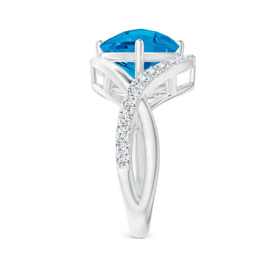 10mm AAAA Trillion Checker-Cut Swiss Blue Topaz Infinity Ring in White Gold side-2