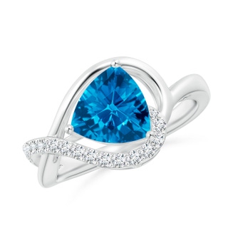 8mm AAAA Trillion Checker-Cut Swiss Blue Topaz Infinity Ring in P950 Platinum