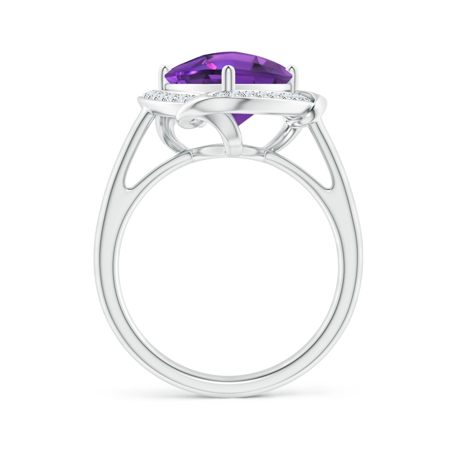 10mm AAAA Trillion Checker-Cut Amethyst Overlapping Halo Ring in White Gold side-1